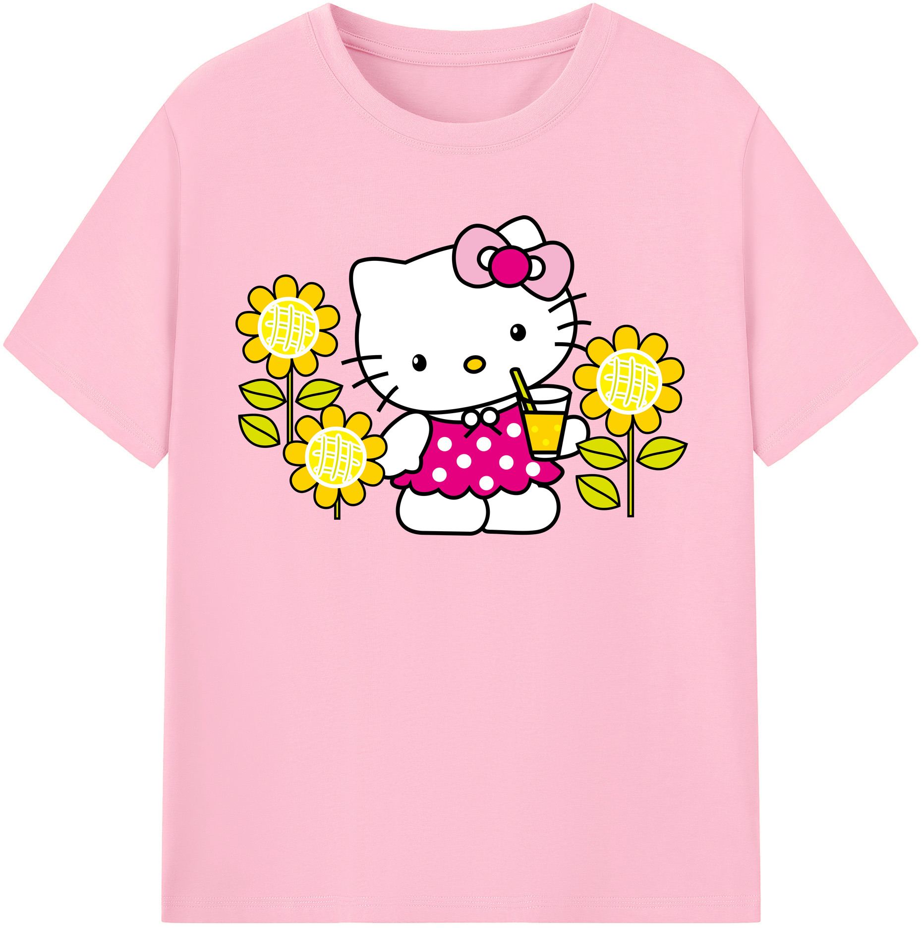 （画像用） Hello Kitty ハローキティ 綿100％半袖Tシャツ（フロントプリント）