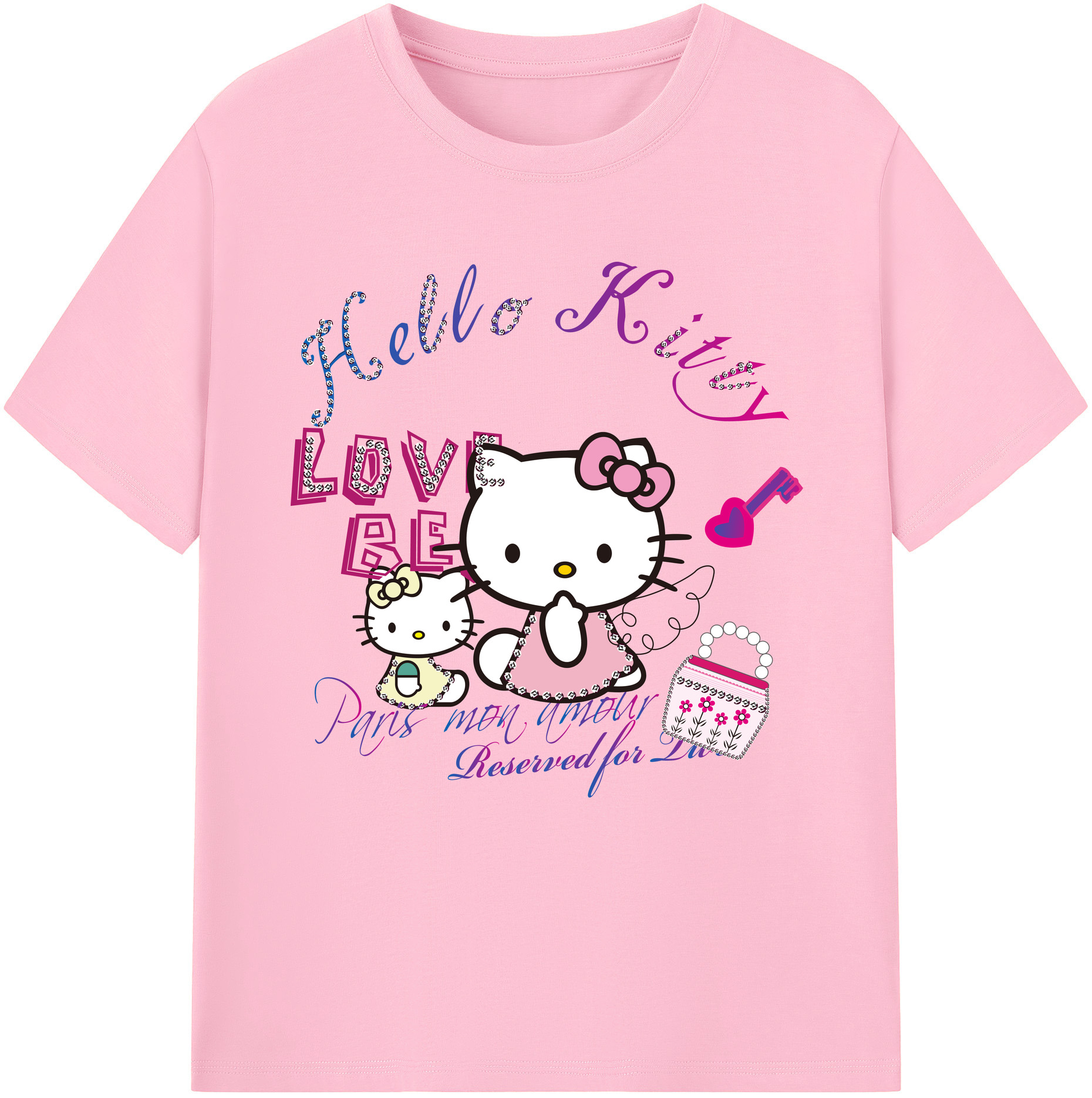 （画像用） Hello Kitty ハローキティ 綿100％半袖Tシャツ（フロントプリント）