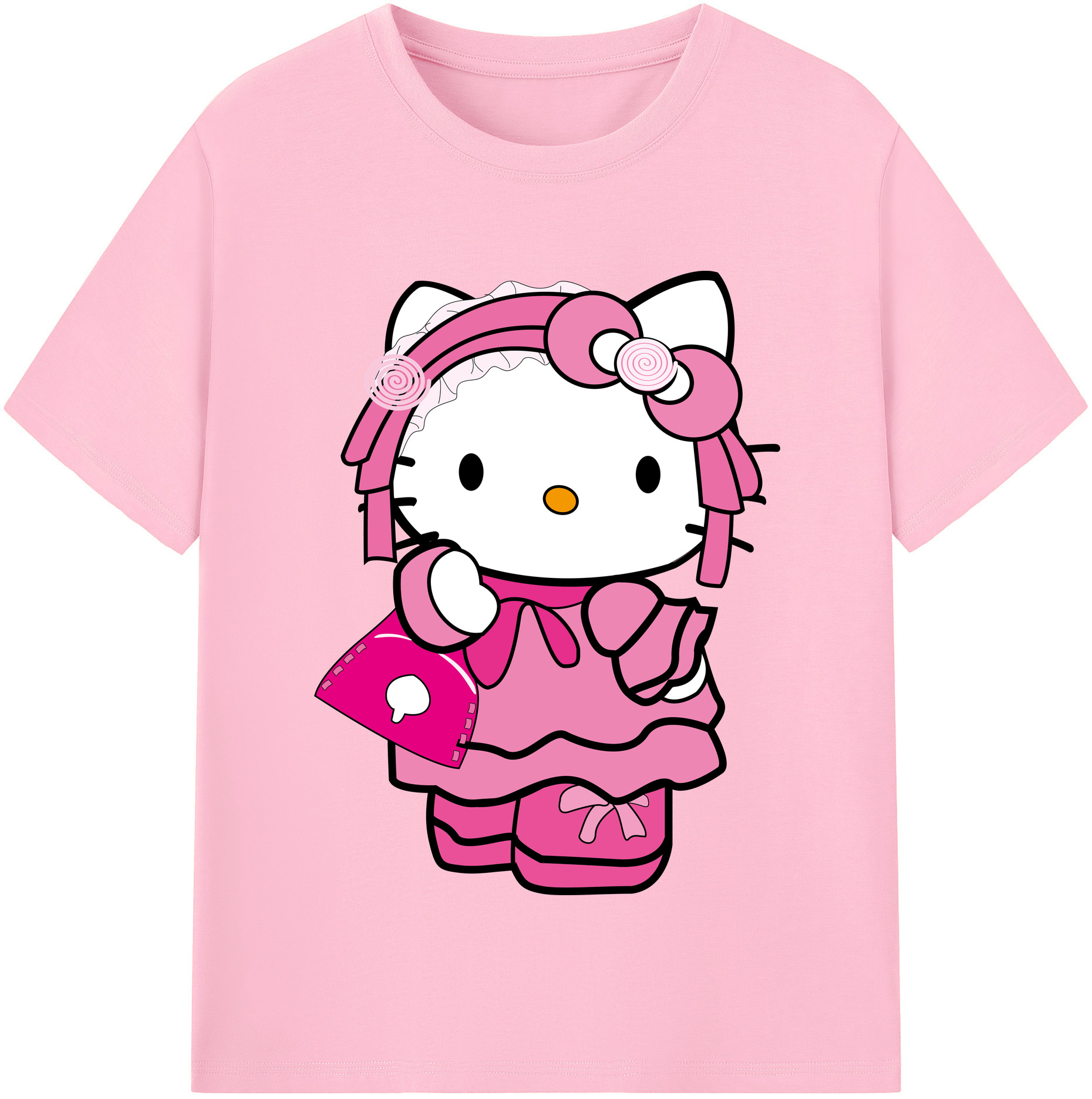 （画像用） Hello Kitty ハローキティ 綿100％半袖Tシャツ（フロントプリント）