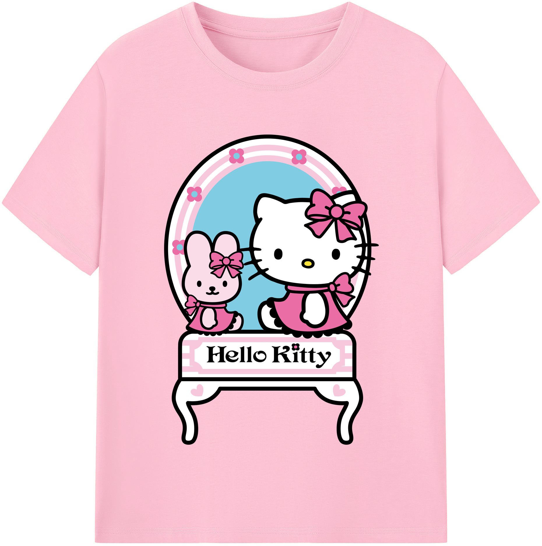 （画像用） Hello Kitty ハローキティ 綿100％半袖Tシャツ（フロントプリント）