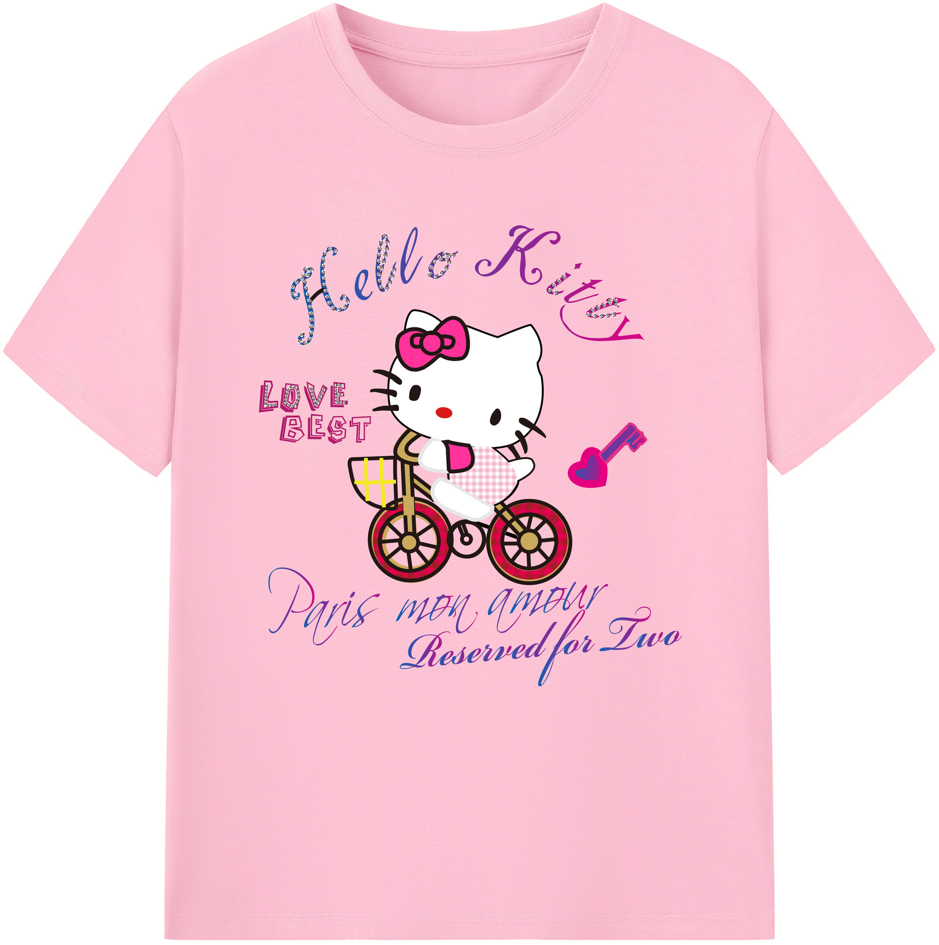 （画像用） Hello Kitty ハローキティ 綿100％半袖Tシャツ（フロントプリント）