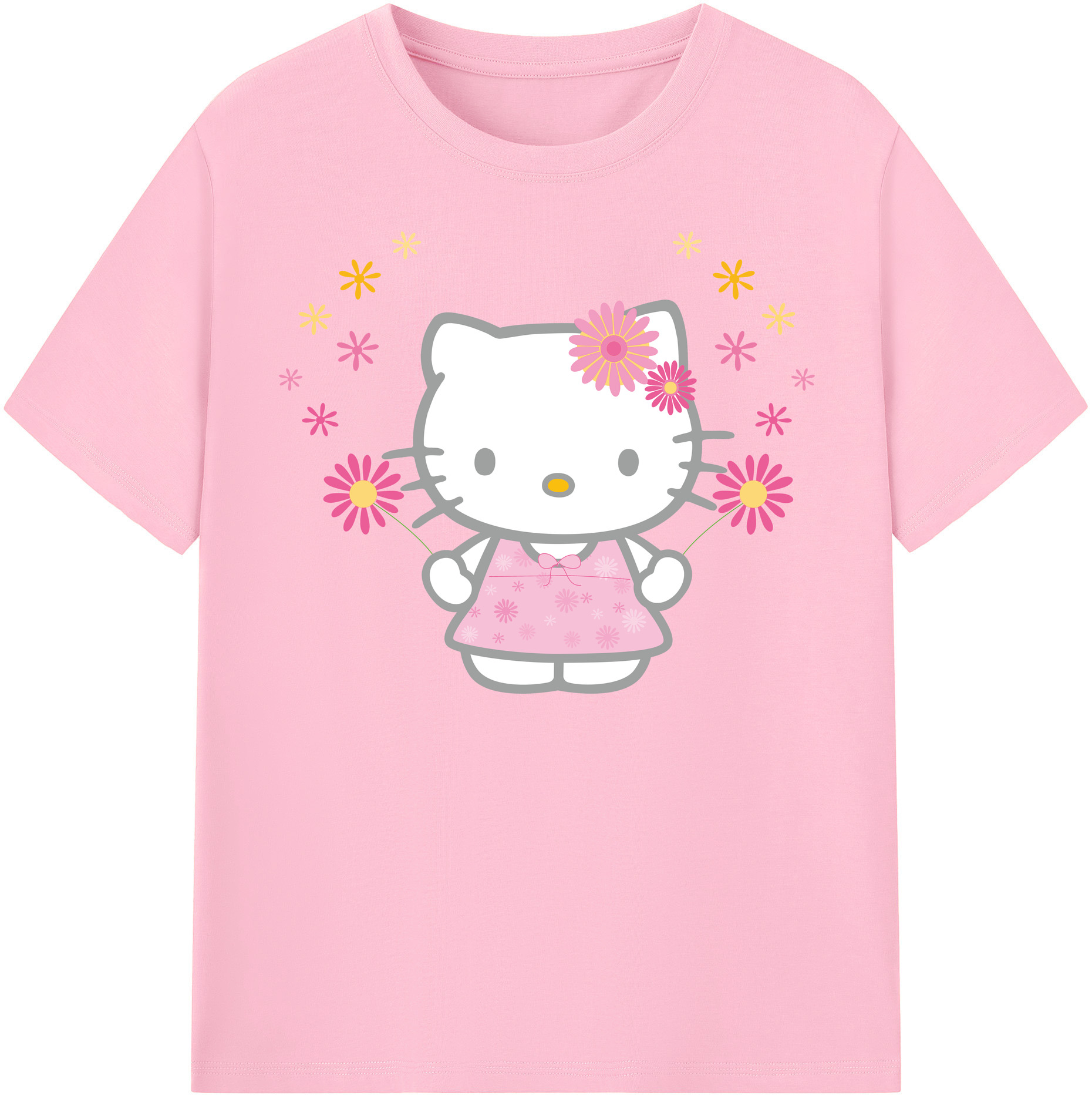 （画像用） Hello Kitty ハローキティ 綿100％半袖Tシャツ（フロントプリント）