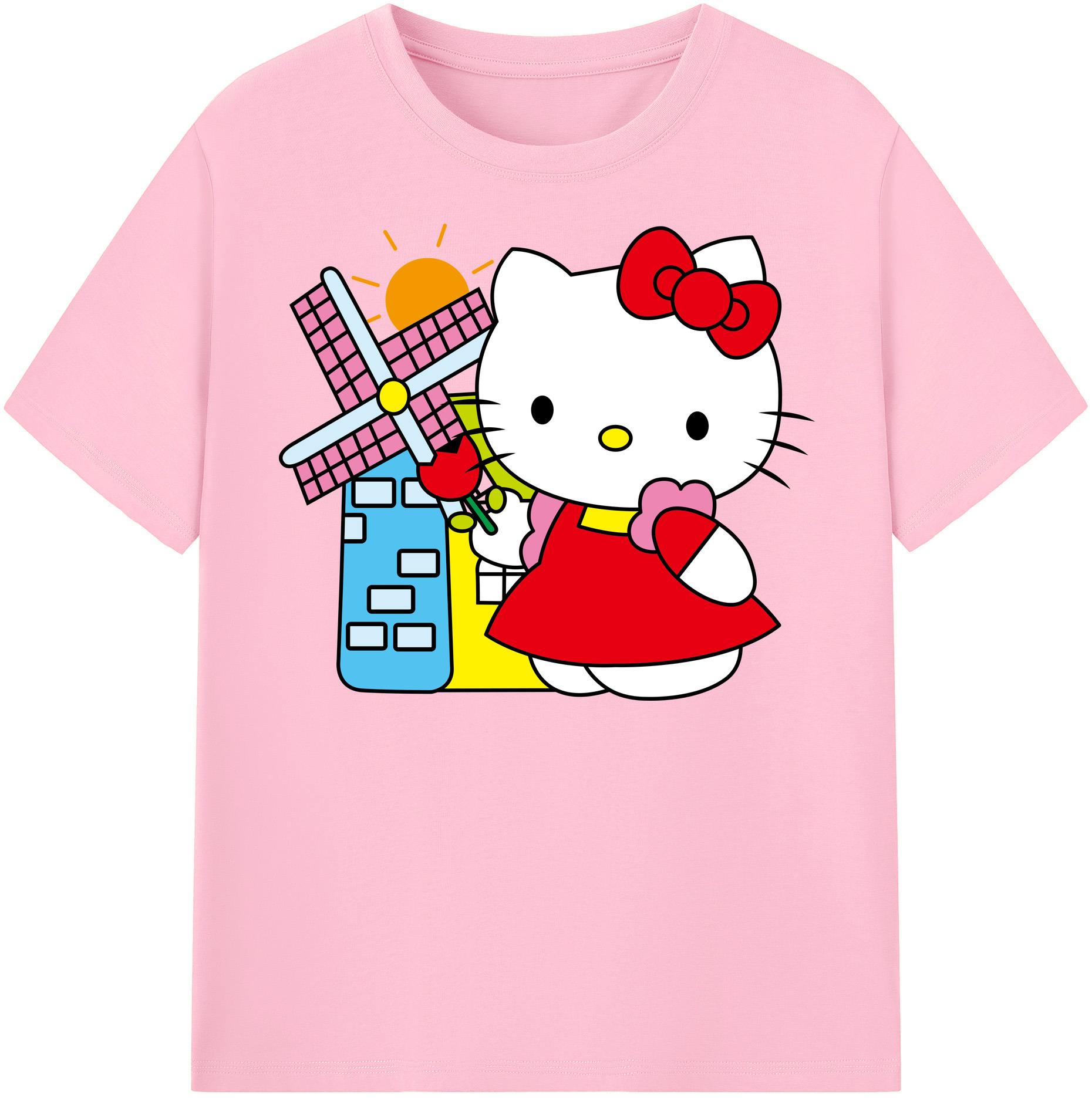（画像用） Hello Kitty ハローキティ 綿100％半袖Tシャツ（フロントプリント）