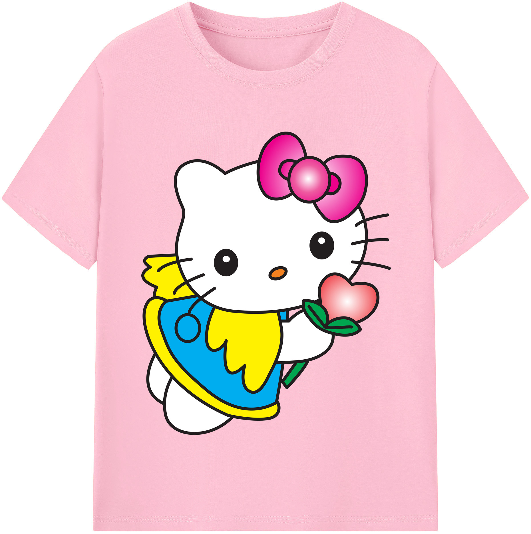 （画像用） Hello Kitty ハローキティ 綿100％半袖Tシャツ（フロントプリント）