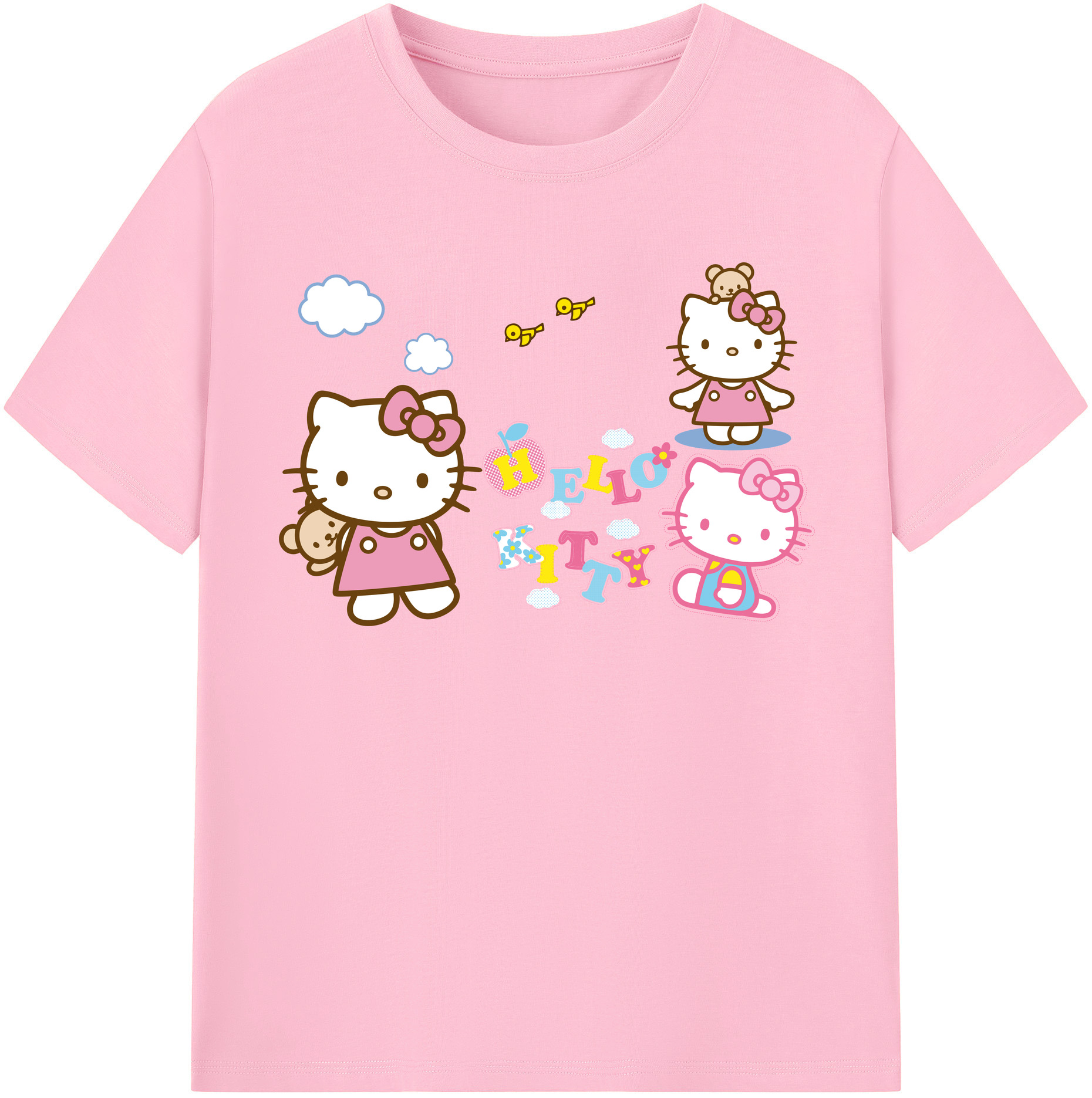 （画像用） Hello Kitty ハローキティ 綿100％半袖Tシャツ（フロントプリント）