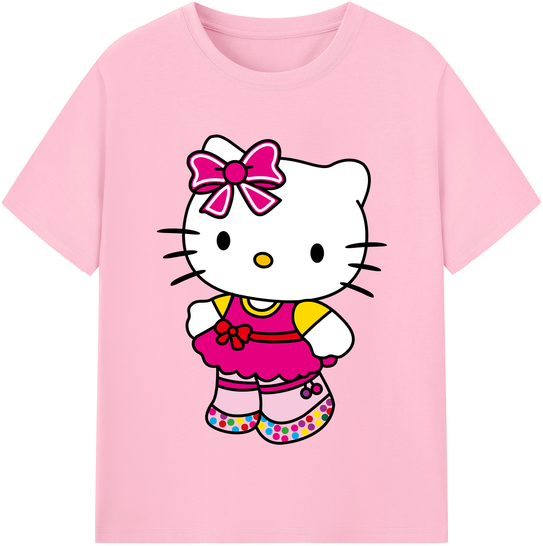 （画像用） Hello Kitty ハローキティ 綿100％半袖Tシャツ（フロントプリント）