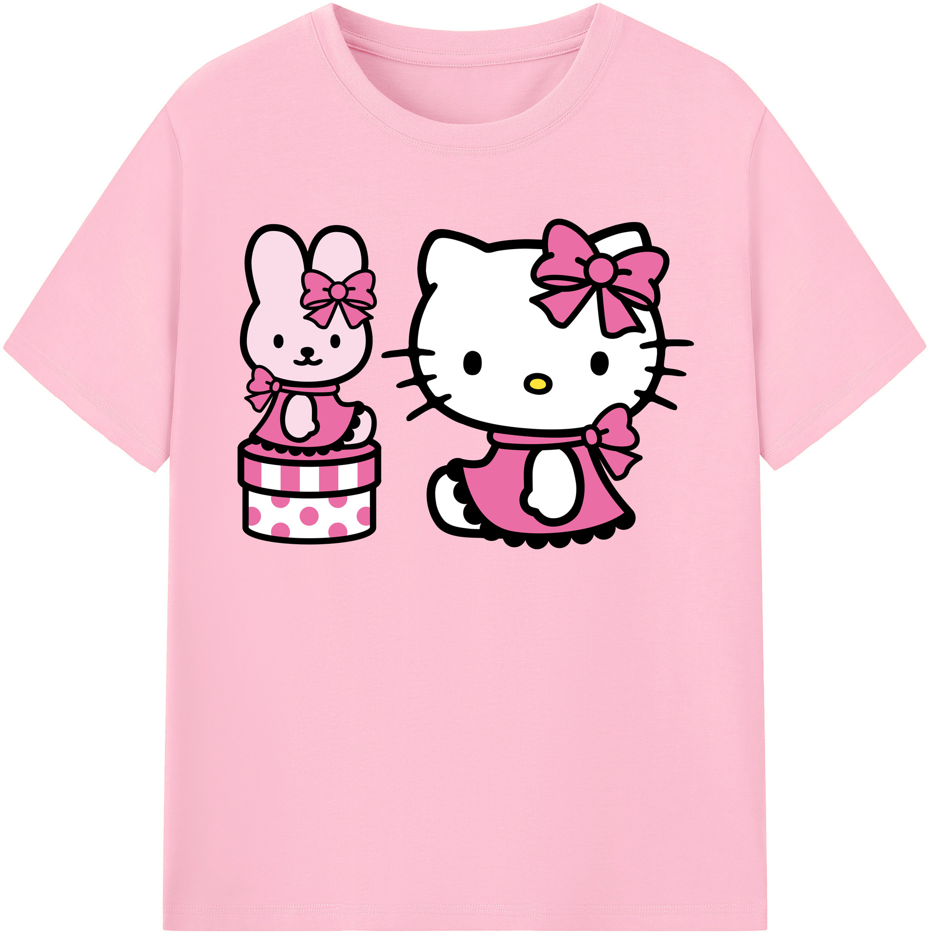 （画像用） Hello Kitty ハローキティ 綿100％半袖Tシャツ（フロントプリント）