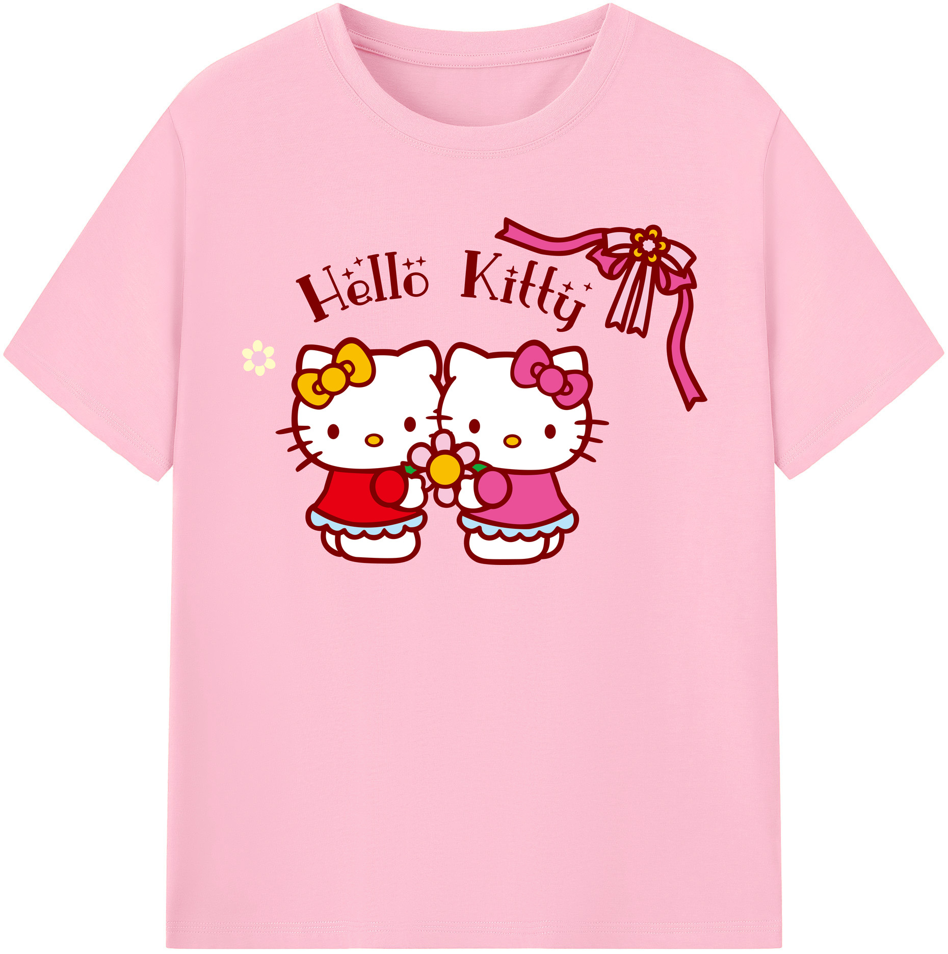 （画像用） Hello Kitty ハローキティ 綿100％半袖Tシャツ（フロントプリント）