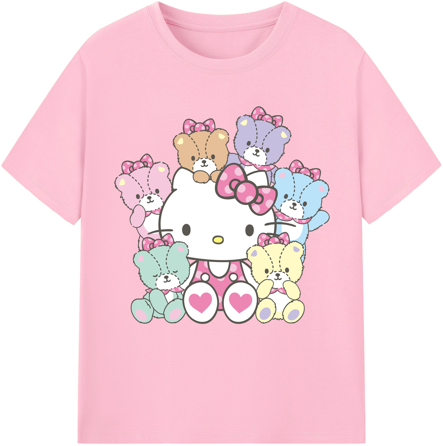 （画像用） Hello Kitty ハローキティ 綿100％半袖Tシャツ（フロントプリント）