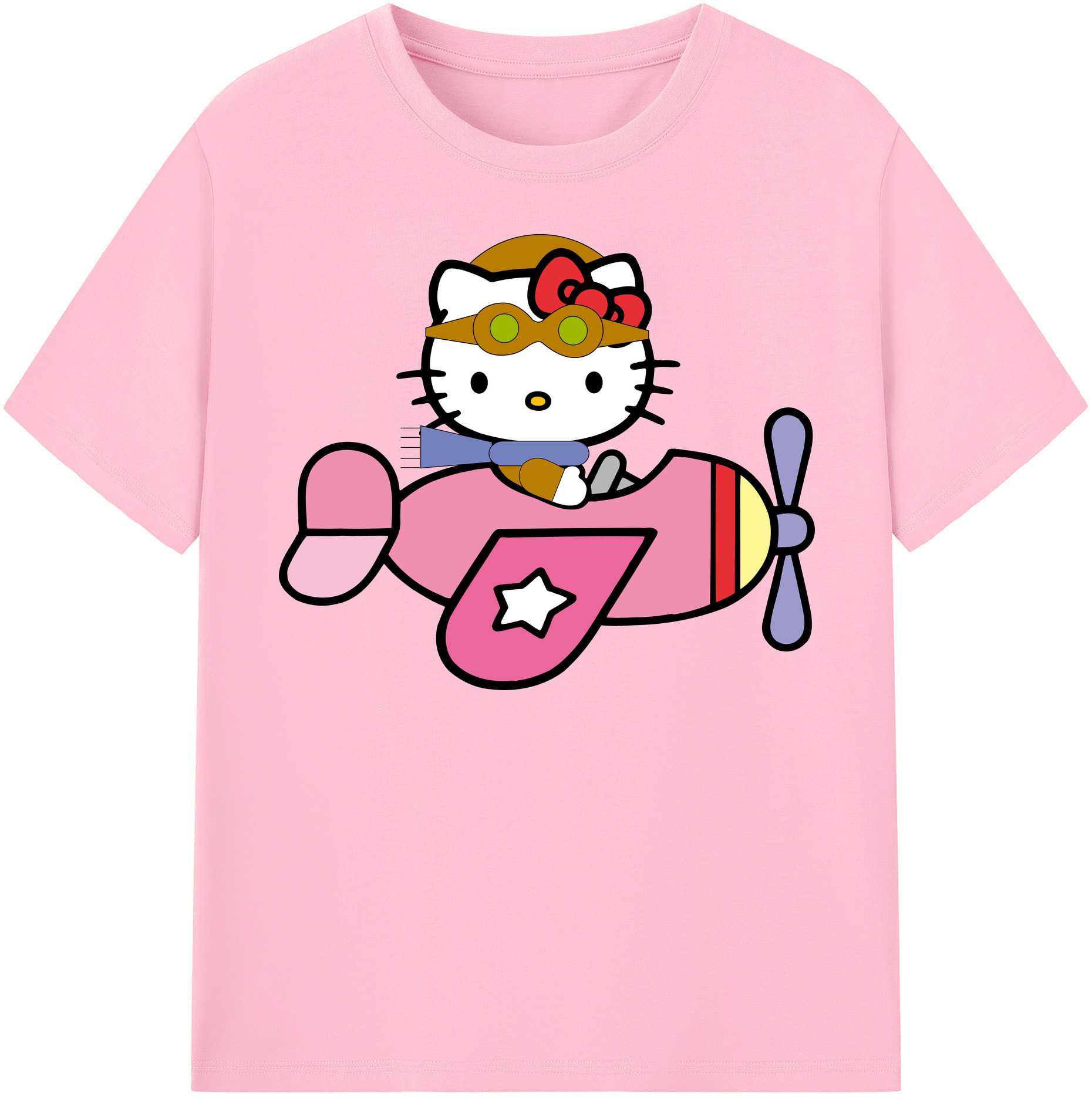 （画像用） Hello Kitty ハローキティ 綿100％半袖Tシャツ（フロントプリント）