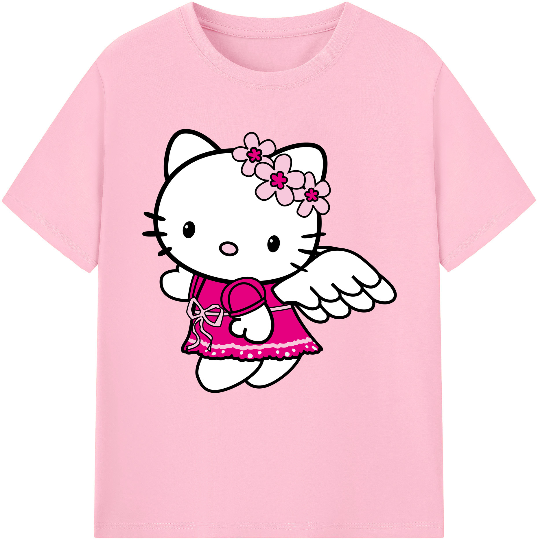 （画像用） Hello Kitty ハローキティ 綿100％半袖Tシャツ（フロントプリント）