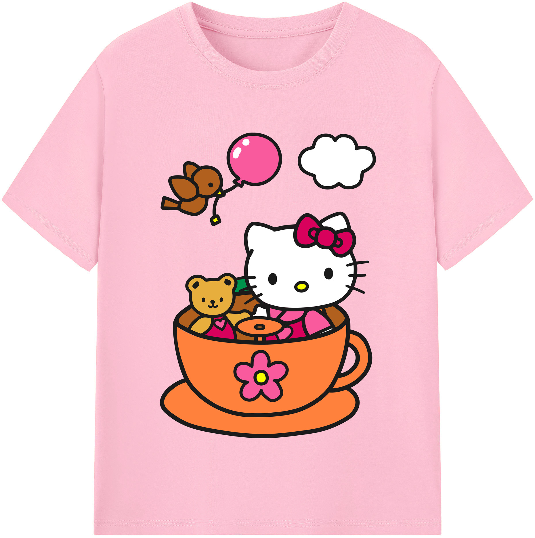 （画像用） Hello Kitty ハローキティ 綿100％半袖Tシャツ（フロントプリント）