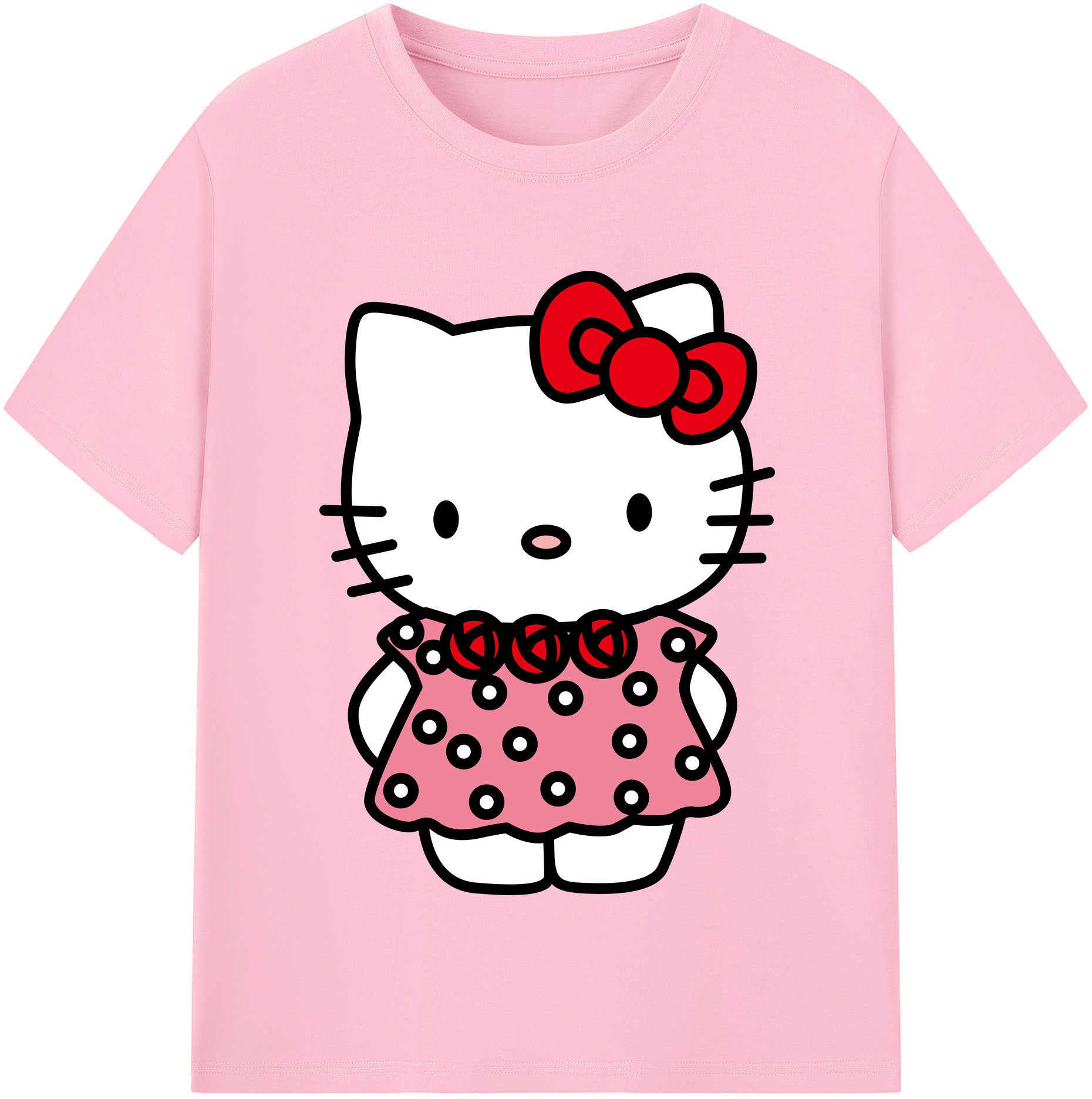 （画像用） Hello Kitty ハローキティ 綿100％半袖Tシャツ（フロントプリント）