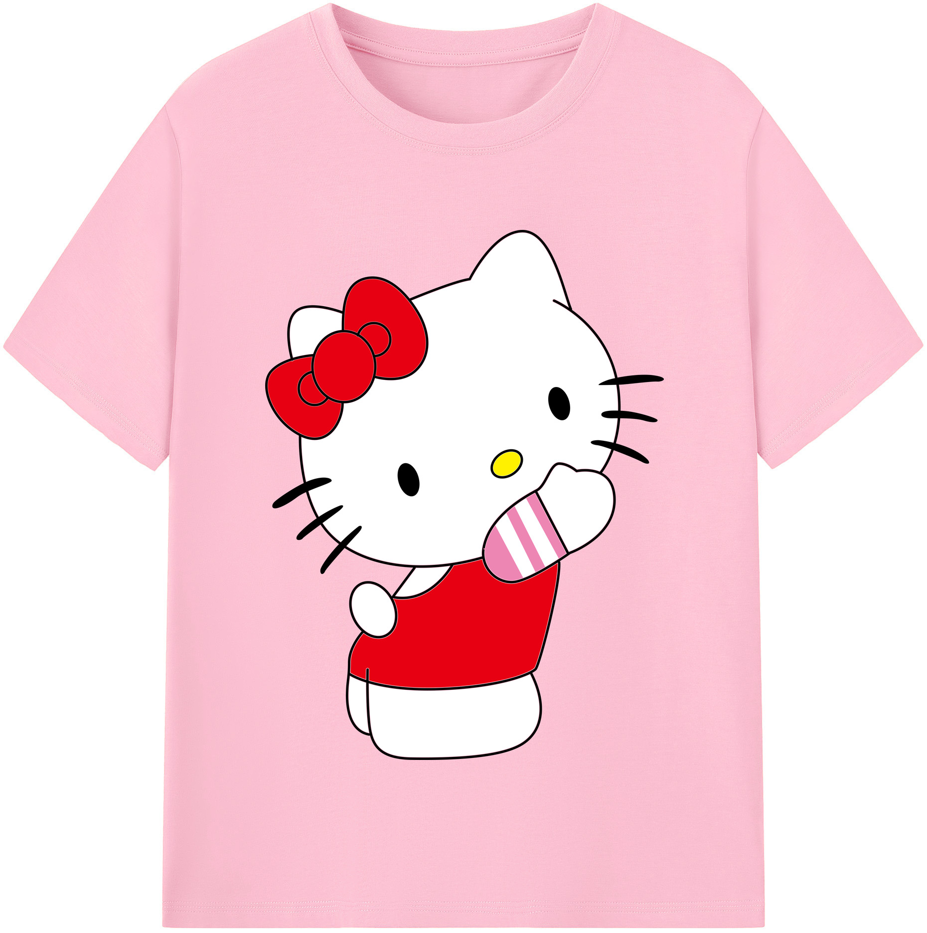 （画像用） Hello Kitty ハローキティ 綿100％半袖Tシャツ（フロントプリント）