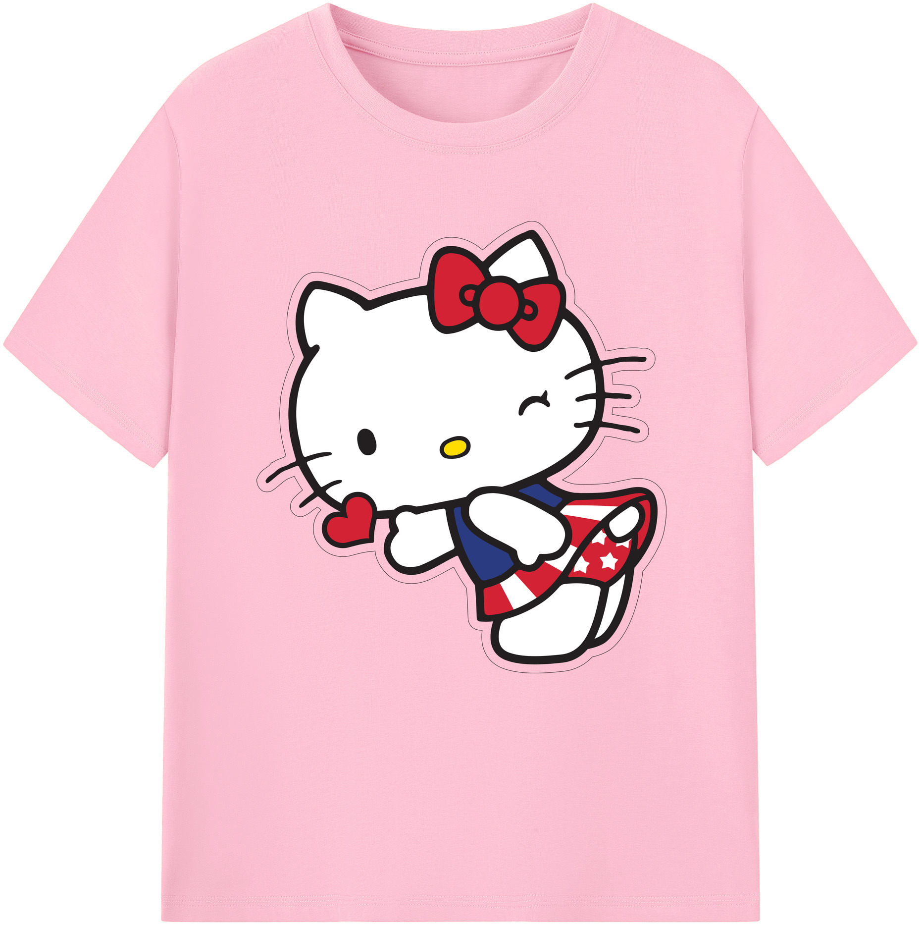 （画像用） Hello Kitty ハローキティ 綿100％半袖Tシャツ（フロントプリント）