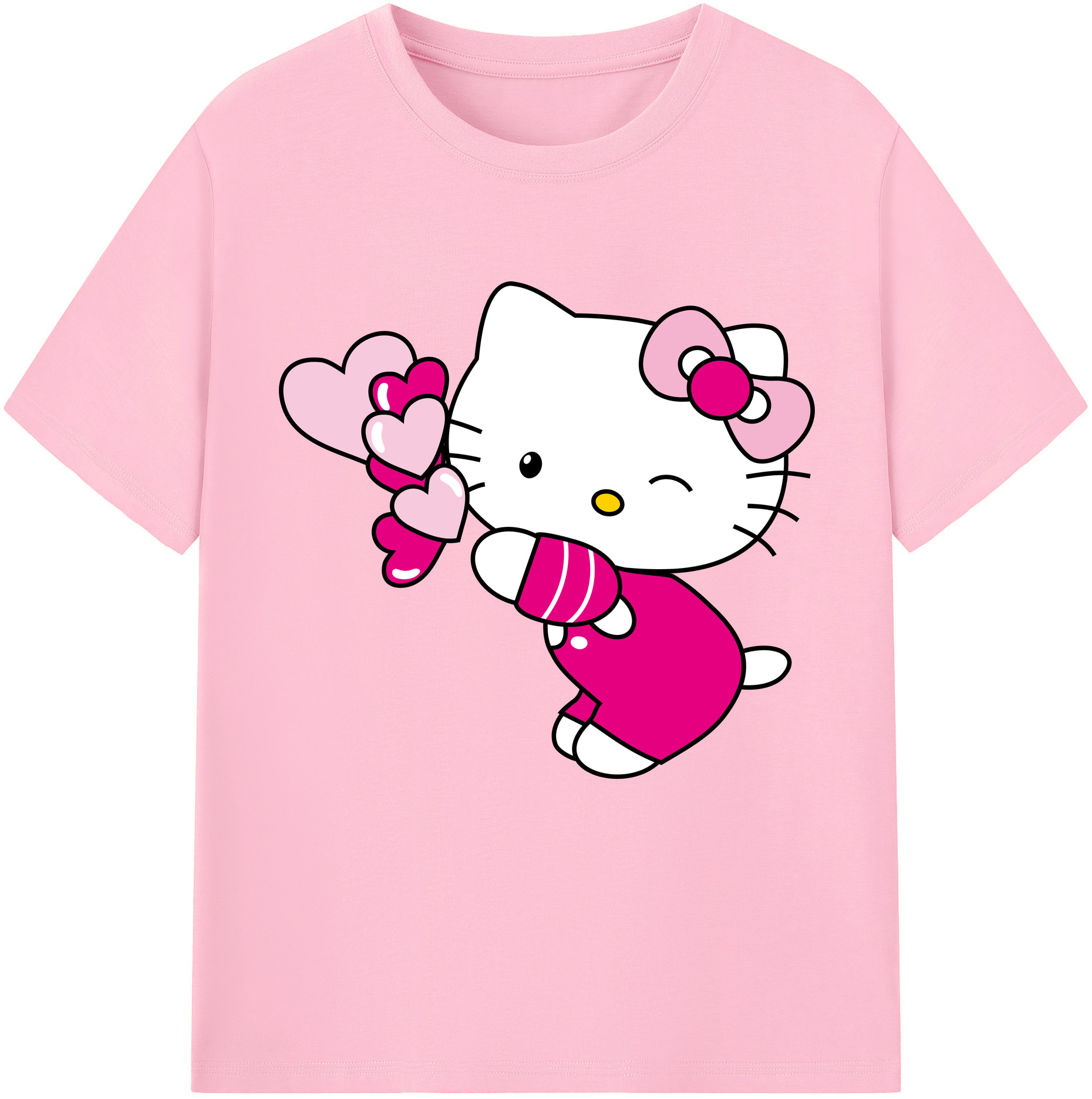 （画像用） Hello Kitty ハローキティ 綿100％半袖Tシャツ（フロントプリント）