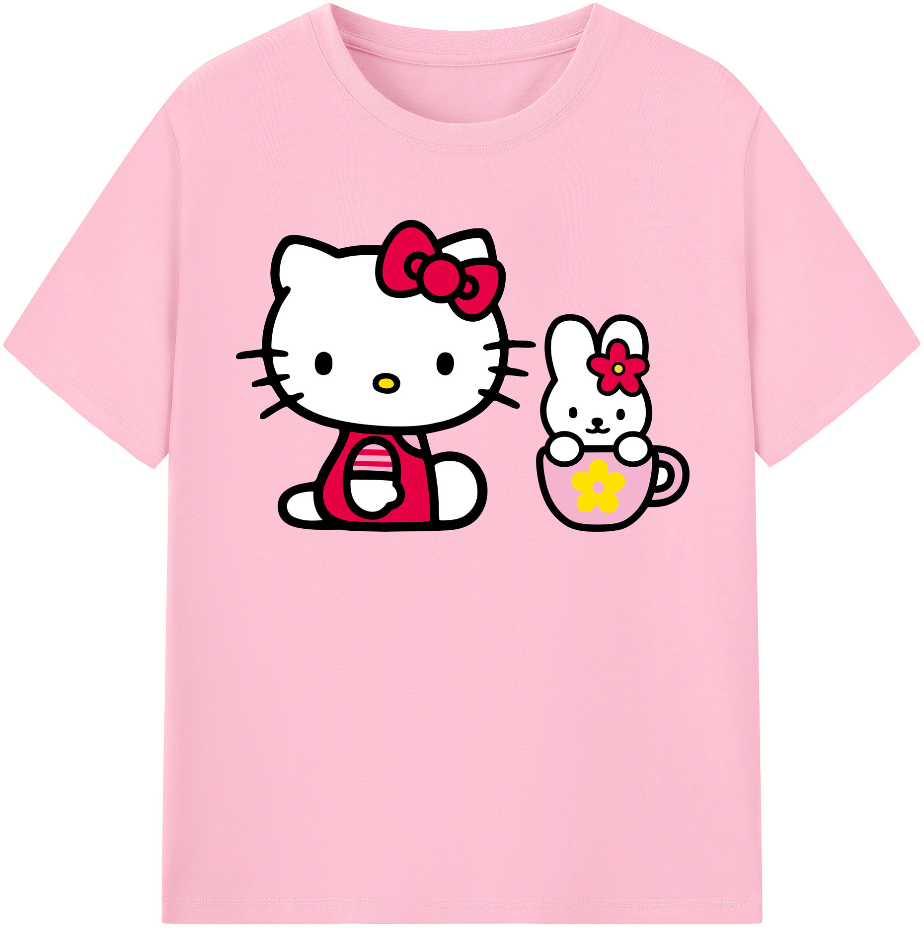 （画像用） Hello Kitty ハローキティ 綿100％半袖Tシャツ（フロントプリント）