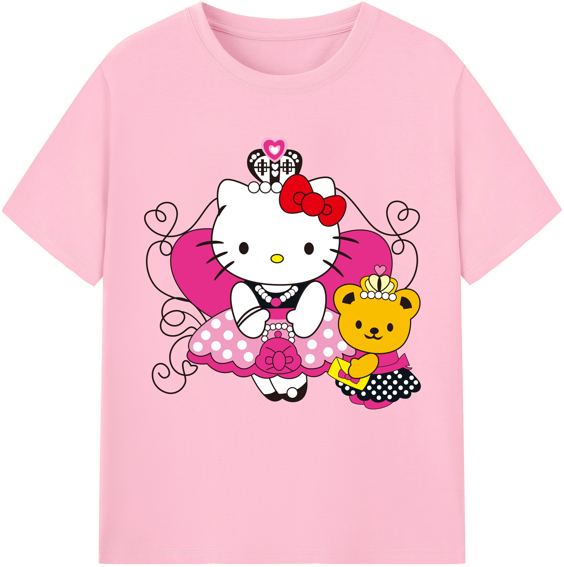 （画像用） Hello Kitty ハローキティ 綿100％半袖Tシャツ（フロントプリント）