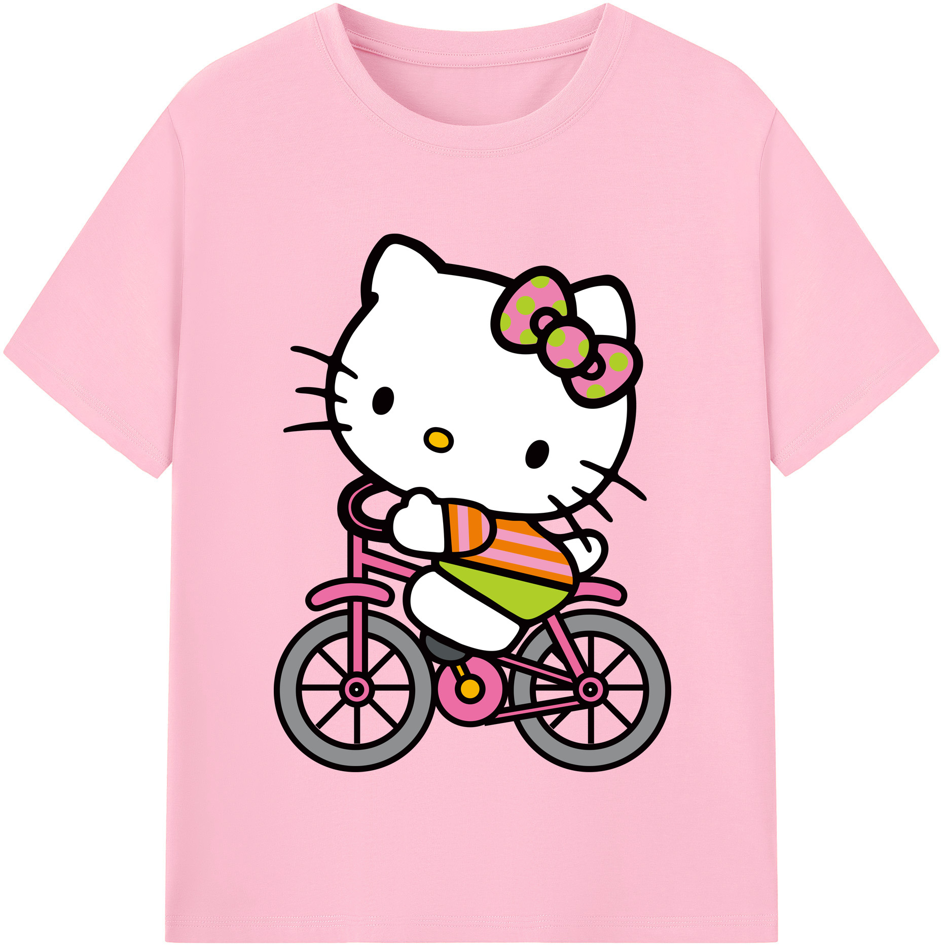 （画像用） Hello Kitty ハローキティ 綿100％半袖Tシャツ（フロントプリント）