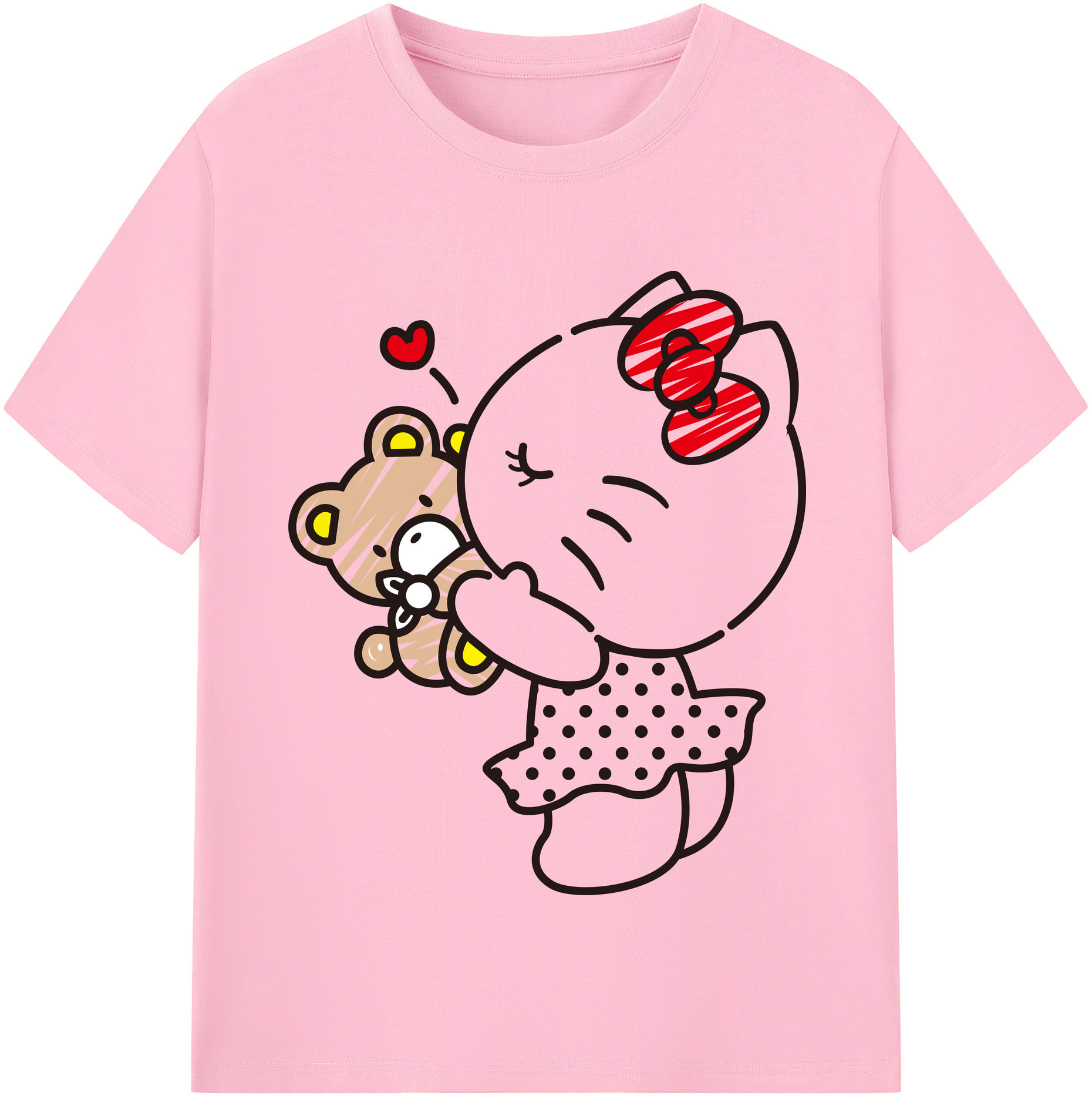 （画像用） Hello Kitty ハローキティ 綿100％半袖Tシャツ（フロントプリント）