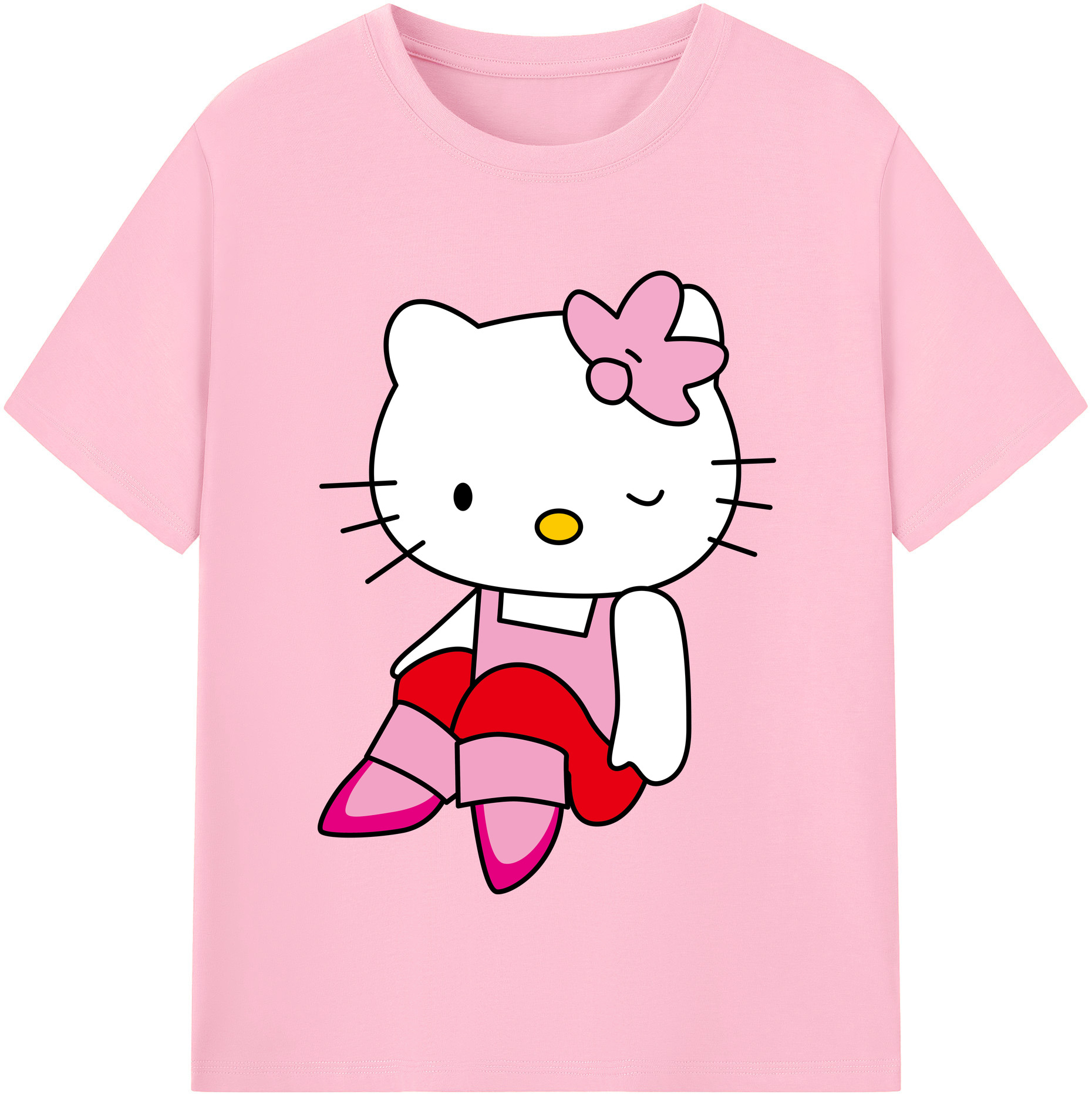 （画像用） Hello Kitty ハローキティ 綿100％半袖Tシャツ（フロントプリント）