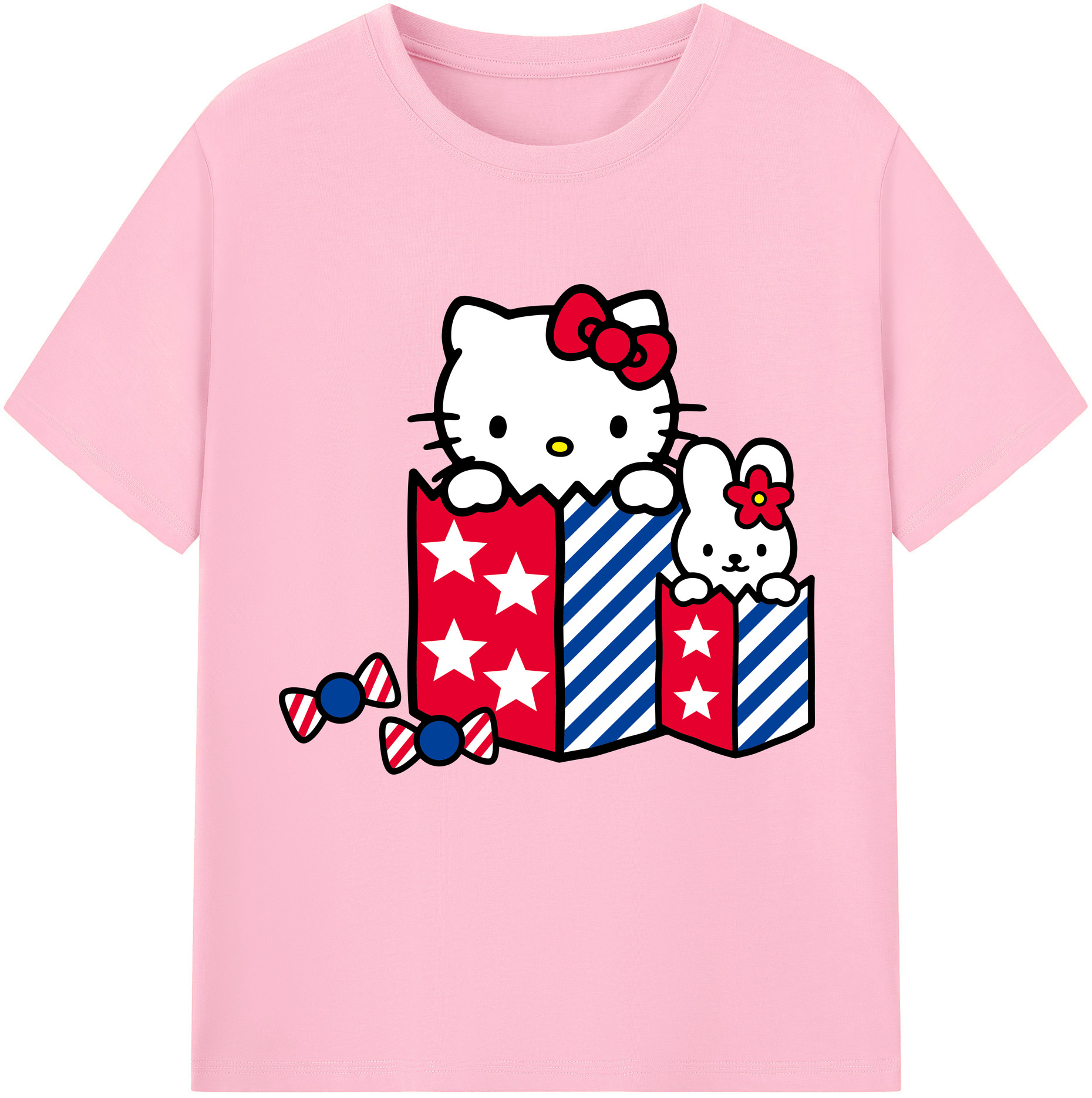 （画像用） Hello Kitty ハローキティ 綿100％半袖Tシャツ（フロントプリント）