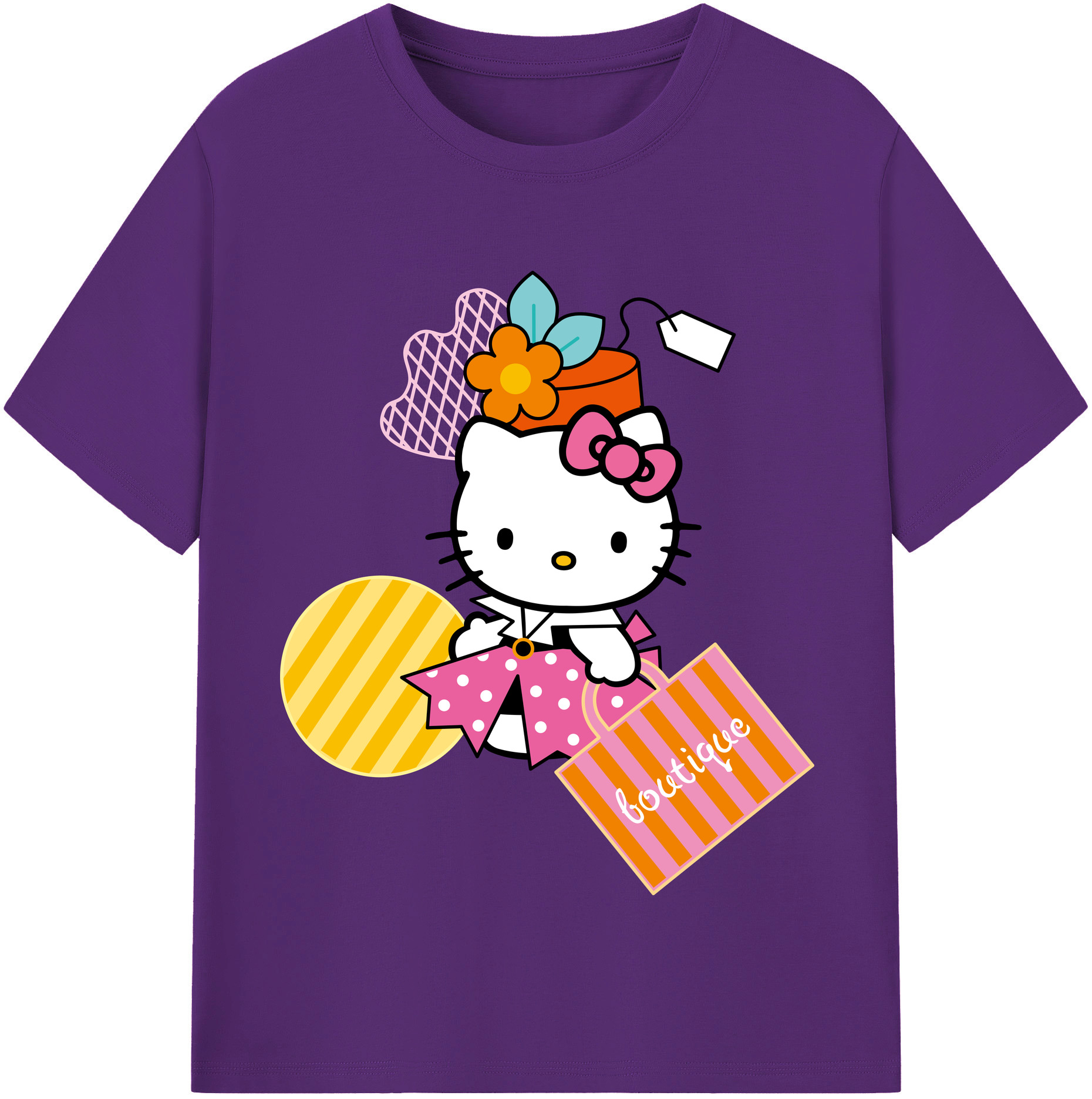 （画像用） Hello Kitty ハローキティ 綿100％半袖Tシャツ（フロントプリント）