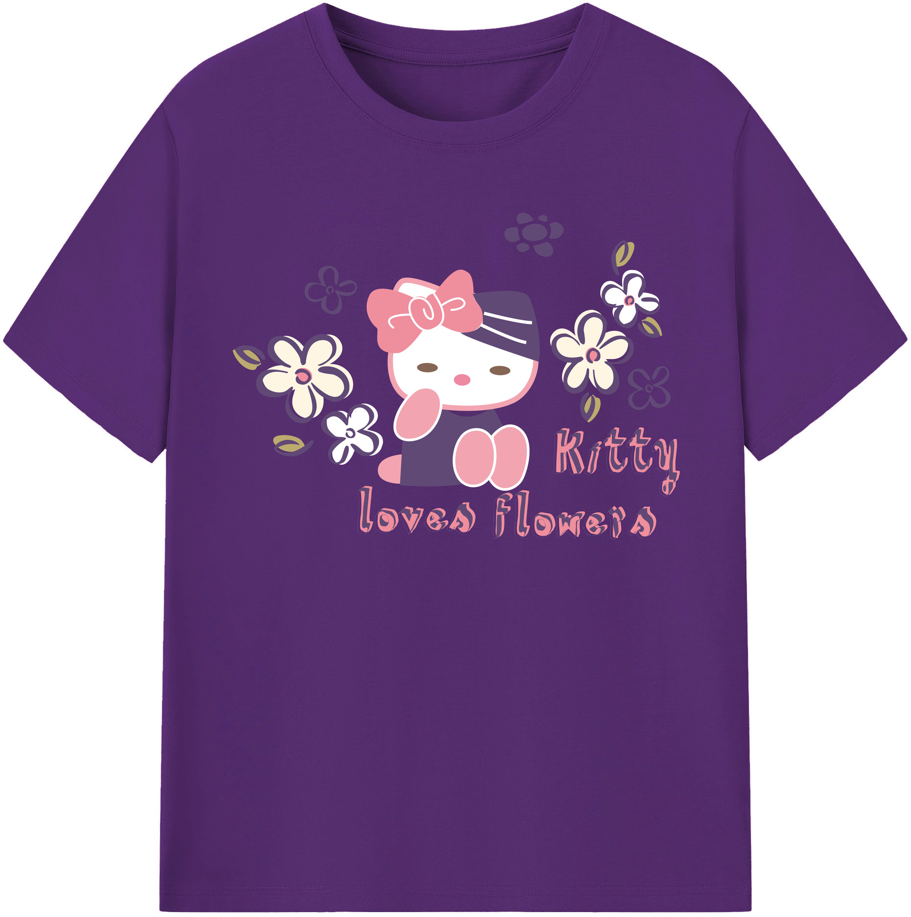 （画像用） Hello Kitty ハローキティ 綿100％半袖Tシャツ（フロントプリント）