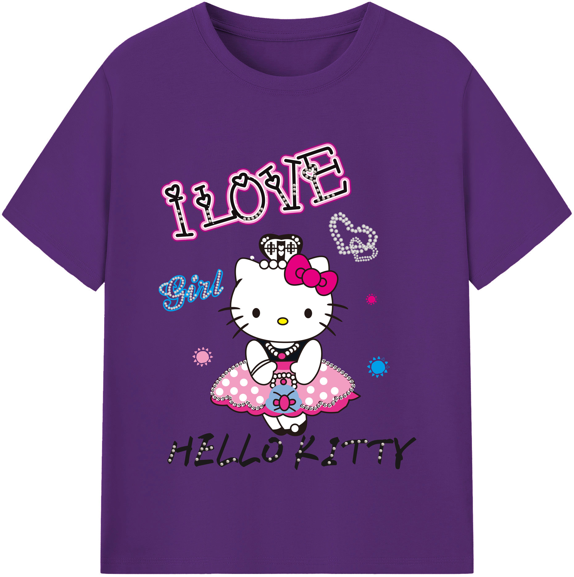（画像用） Hello Kitty ハローキティ 綿100％半袖Tシャツ（フロントプリント）