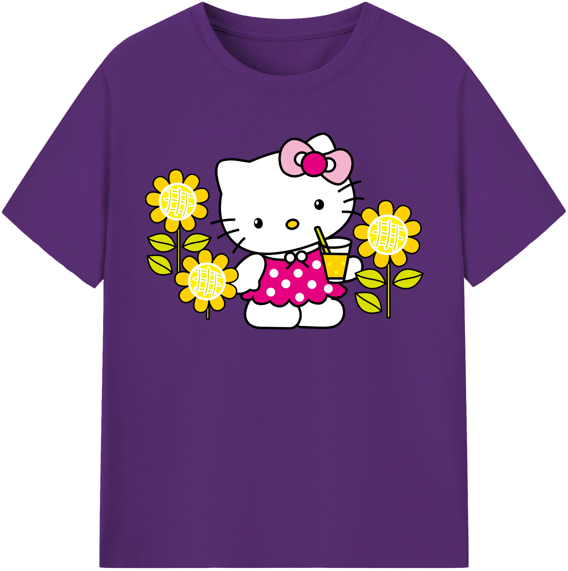 （画像用） Hello Kitty ハローキティ 綿100％半袖Tシャツ（フロントプリント）