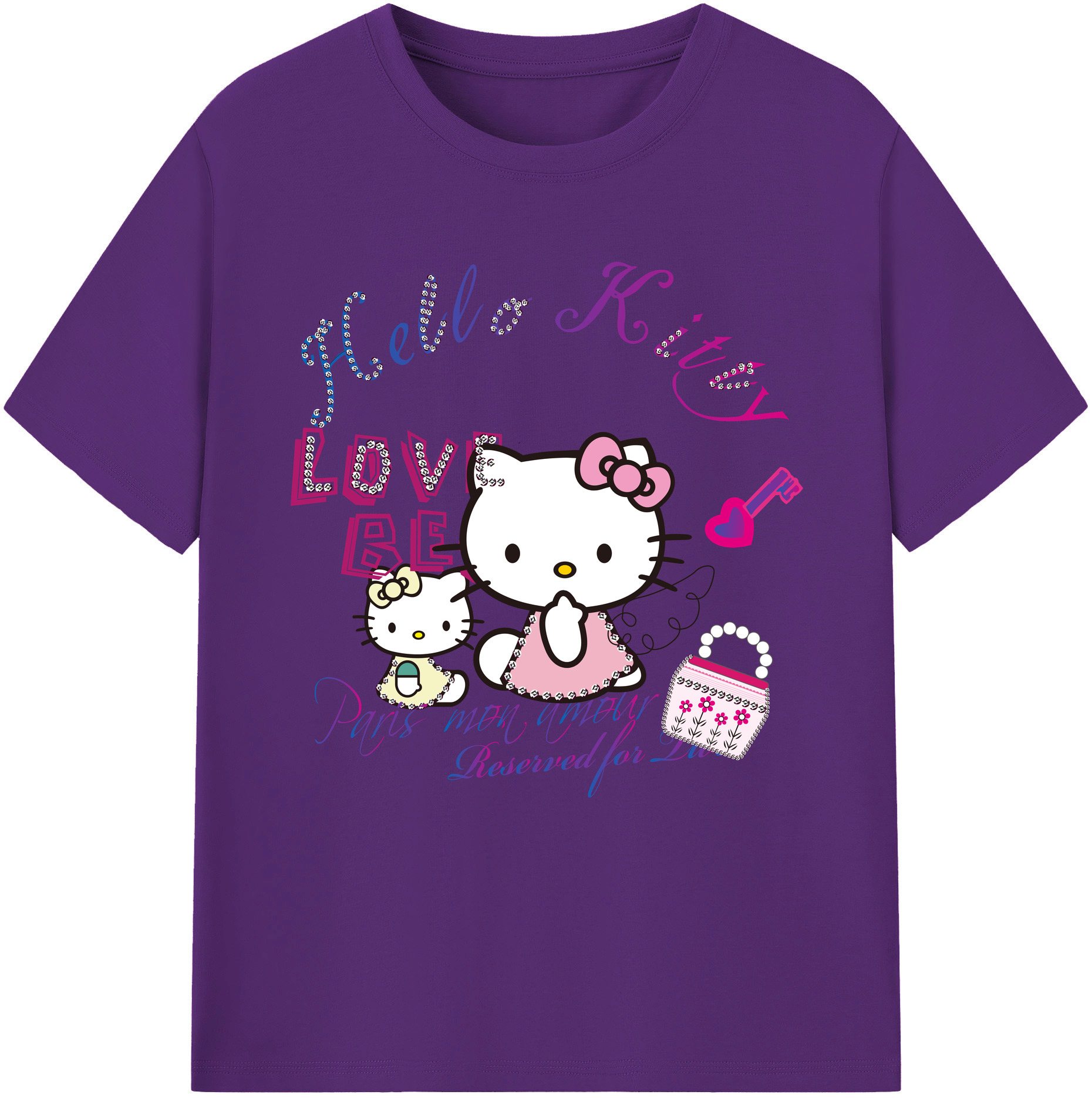 （画像用） Hello Kitty ハローキティ 綿100％半袖Tシャツ（フロントプリント）