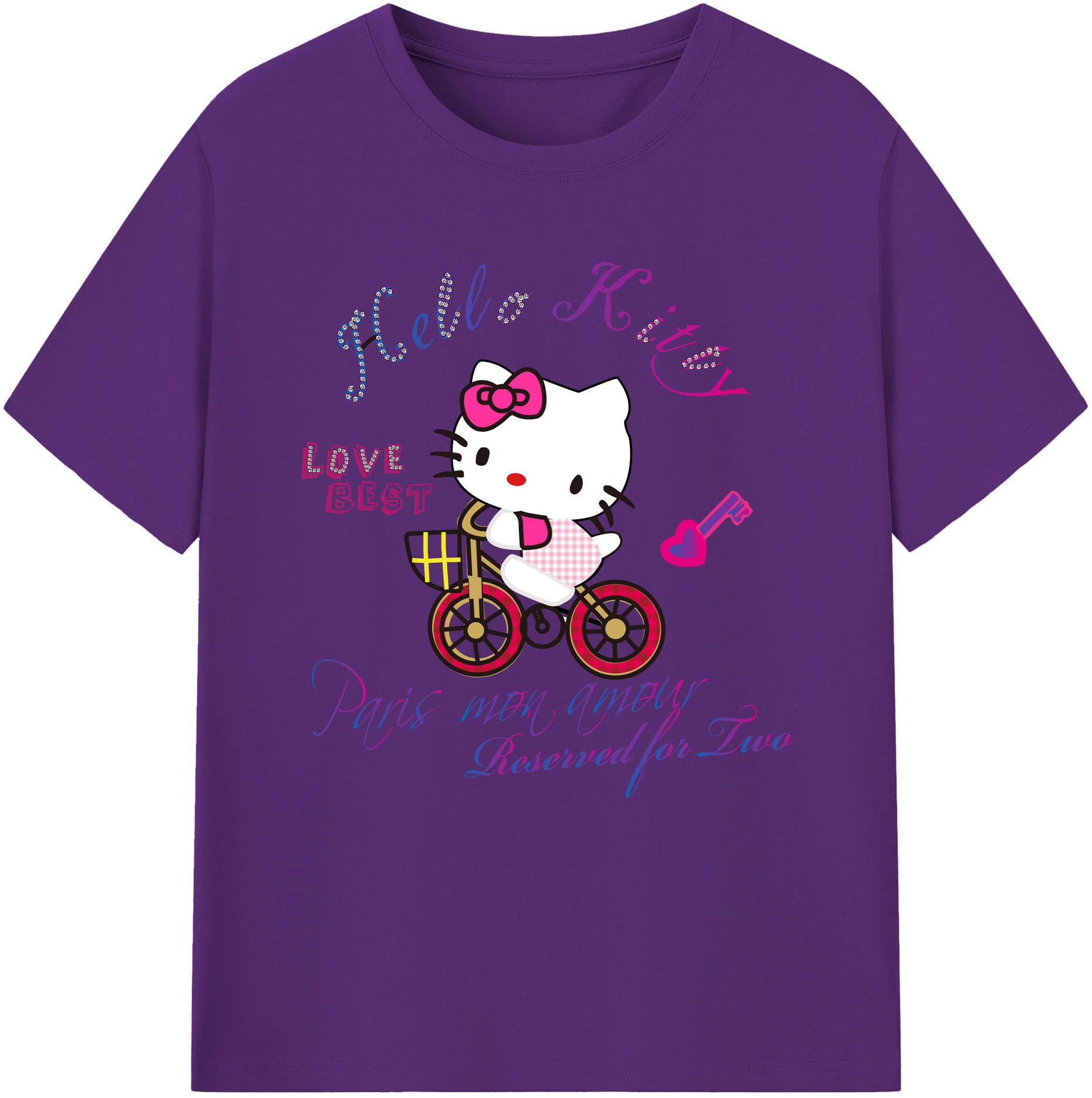 （画像用） Hello Kitty ハローキティ 綿100％半袖Tシャツ（フロントプリント）