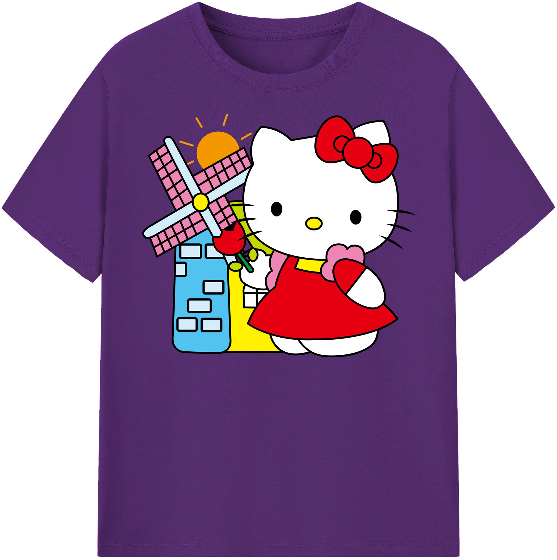 （画像用） Hello Kitty ハローキティ 綿100％半袖Tシャツ（フロントプリント）