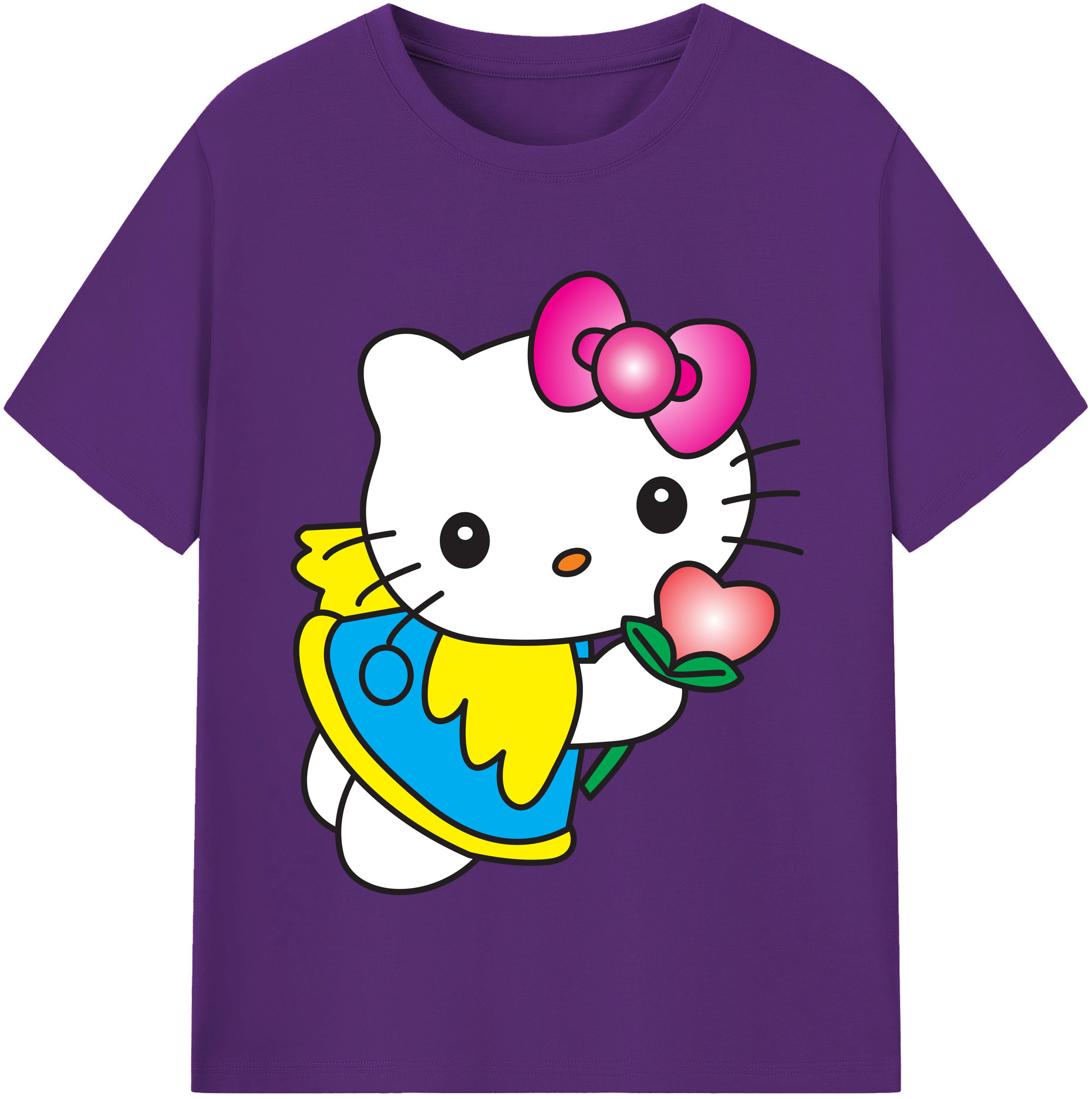 （画像用） Hello Kitty ハローキティ 綿100％半袖Tシャツ（フロントプリント）