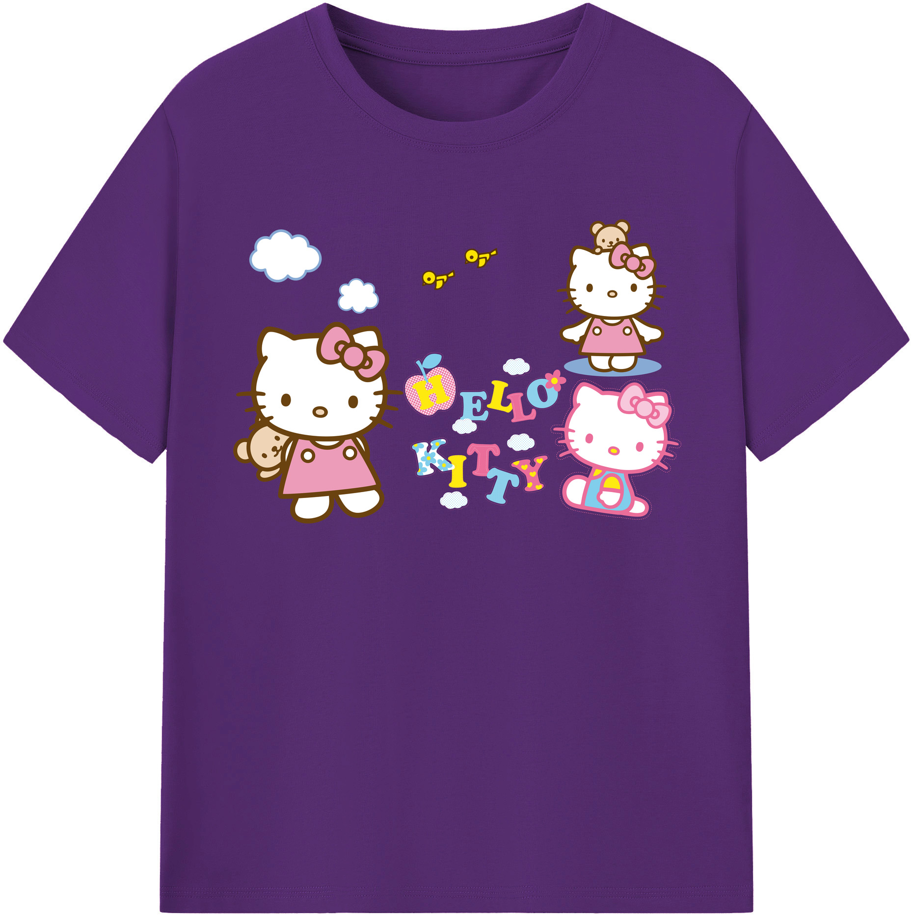 （画像用） Hello Kitty ハローキティ 綿100％半袖Tシャツ（フロントプリント）