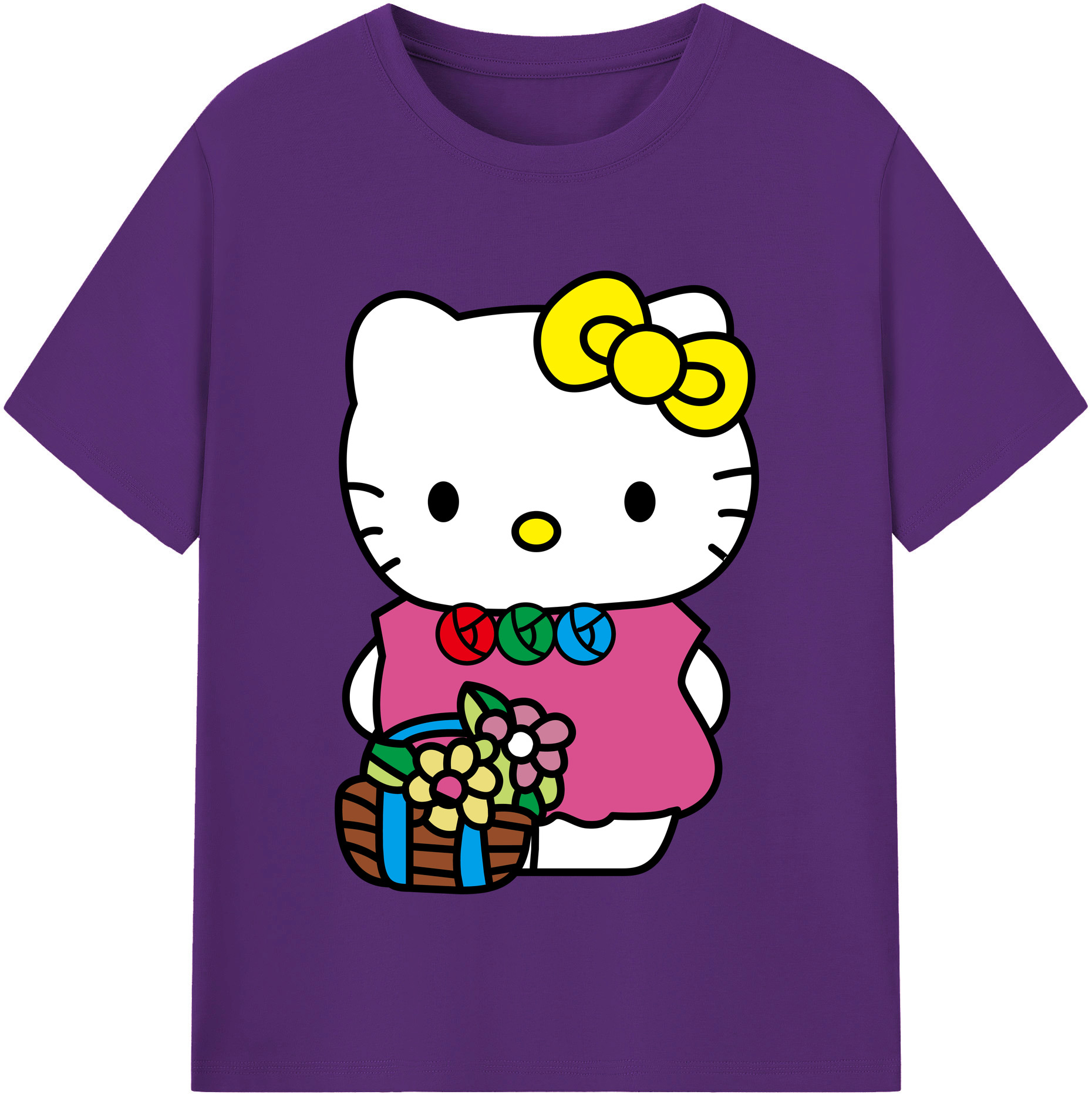 （画像用） Hello Kitty ハローキティ 綿100％半袖Tシャツ（フロントプリント）