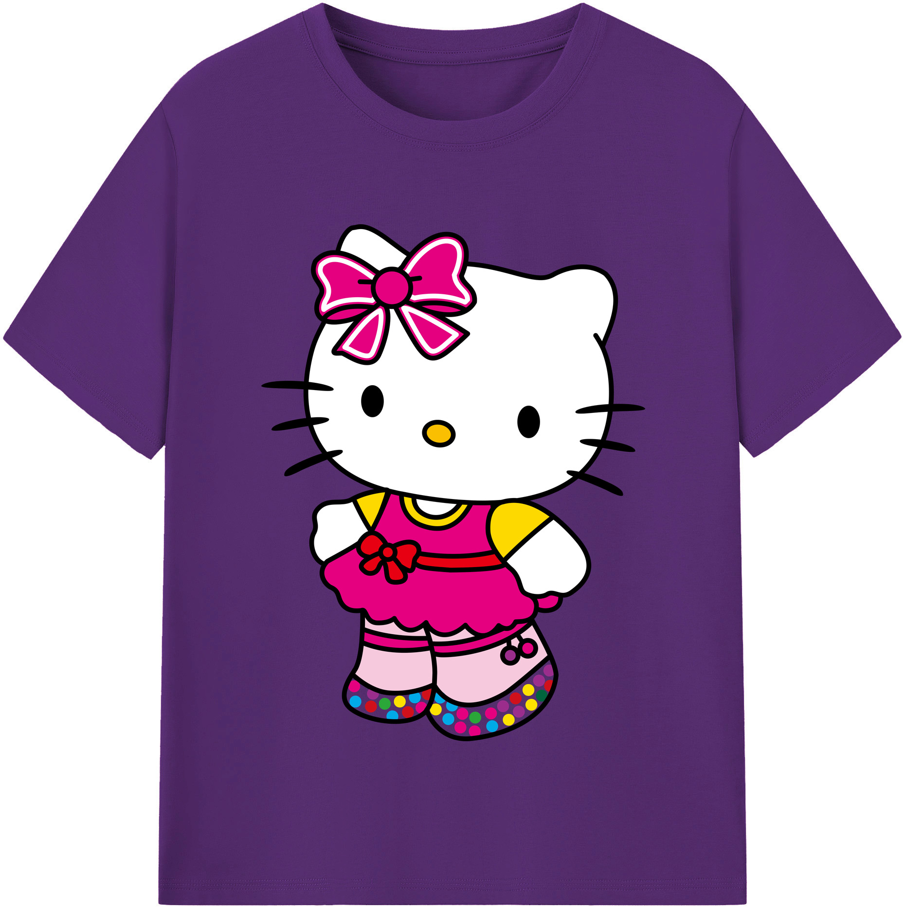（画像用） Hello Kitty ハローキティ 綿100％半袖Tシャツ（フロントプリント）