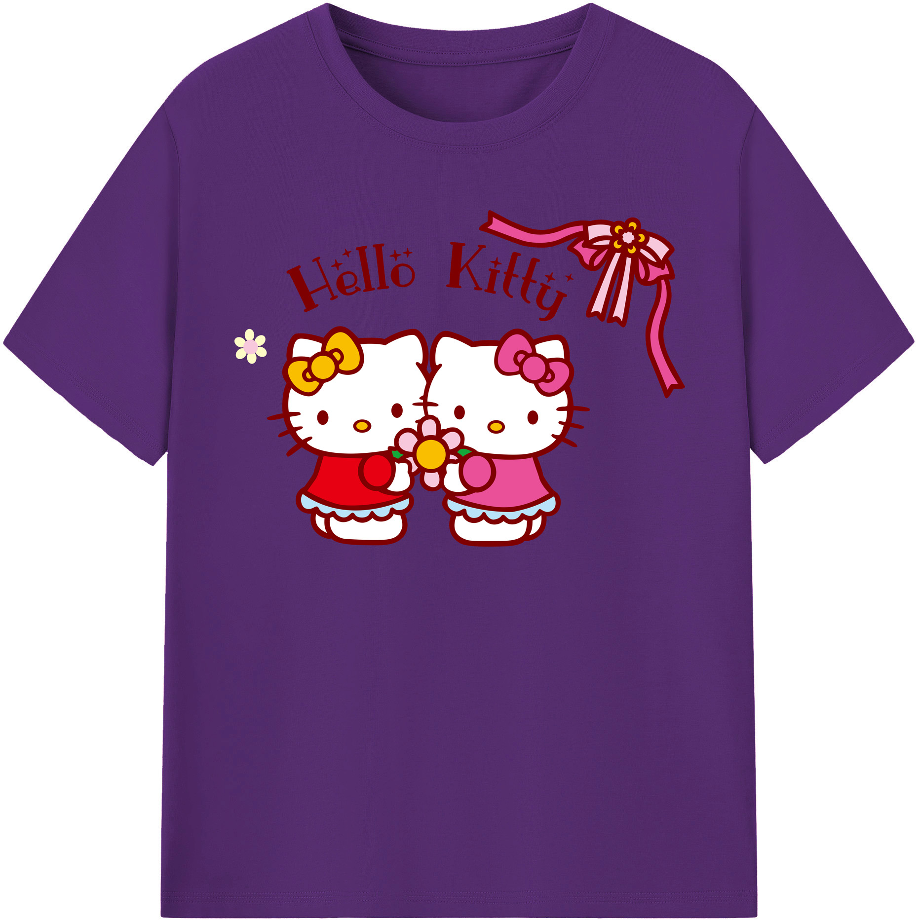 （画像用） Hello Kitty ハローキティ 綿100％半袖Tシャツ（フロントプリント）