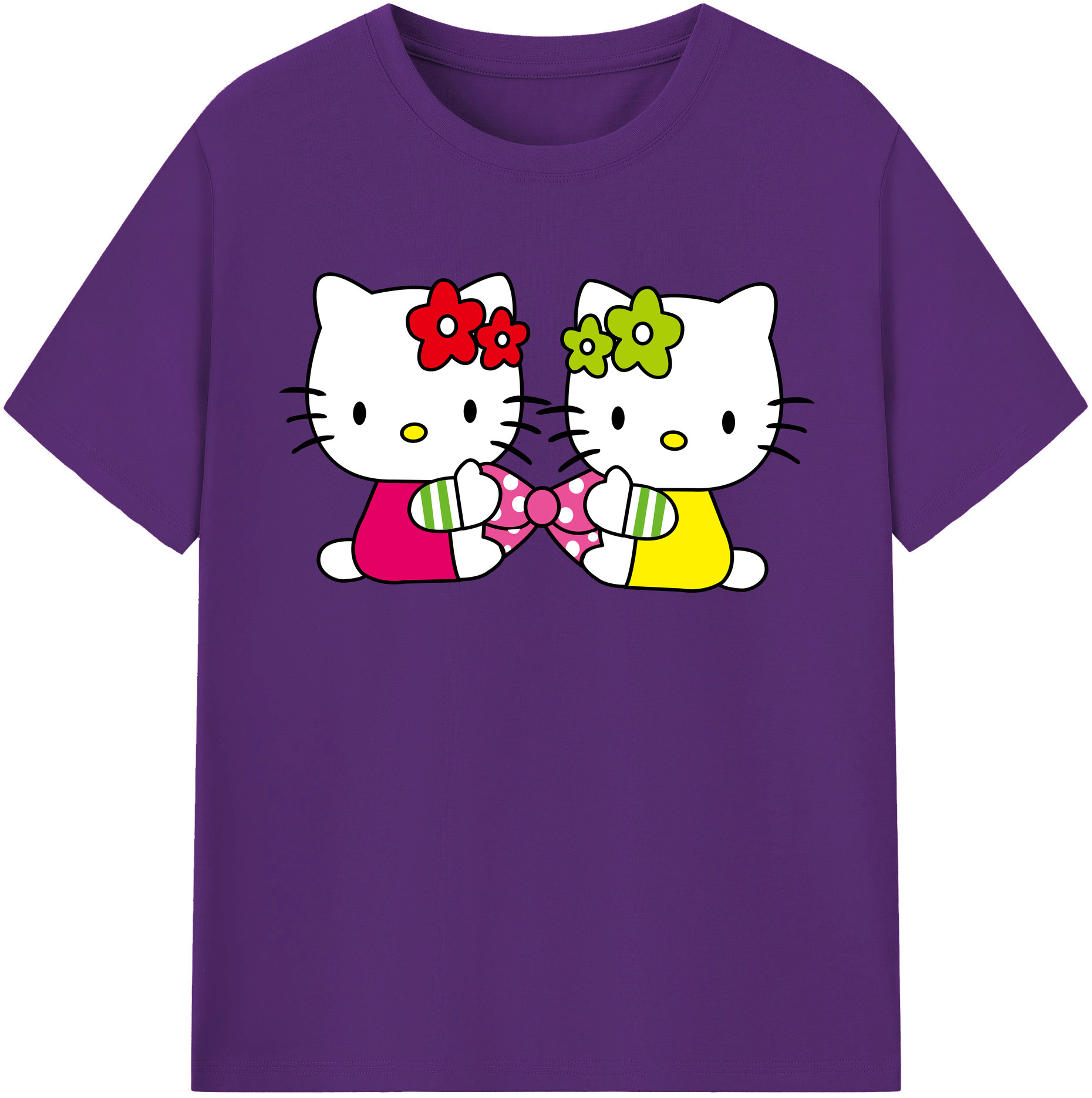 （画像用） Hello Kitty ハローキティ 綿100％半袖Tシャツ（フロントプリント）