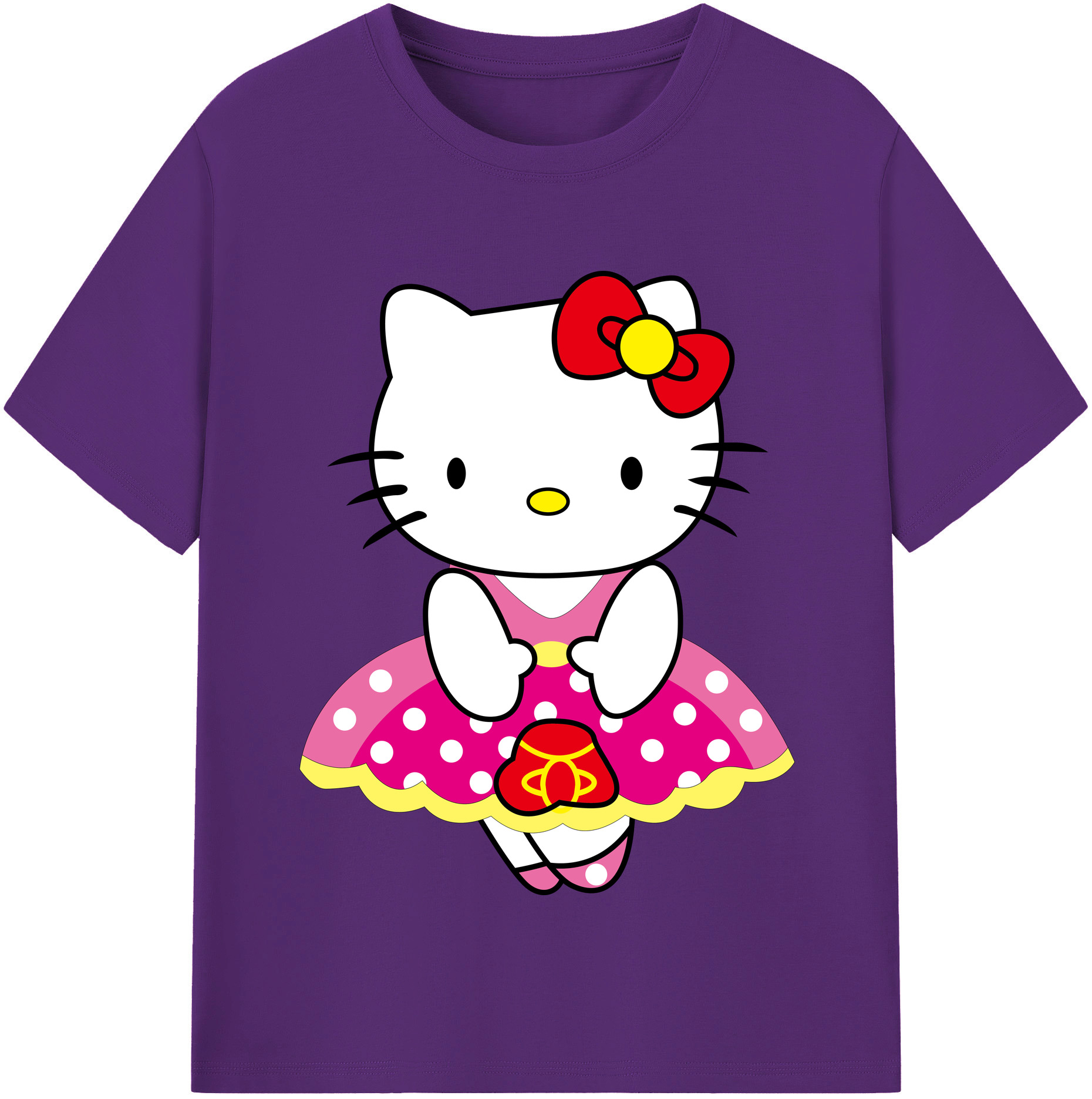 （画像用） Hello Kitty ハローキティ 綿100％半袖Tシャツ（フロントプリント）