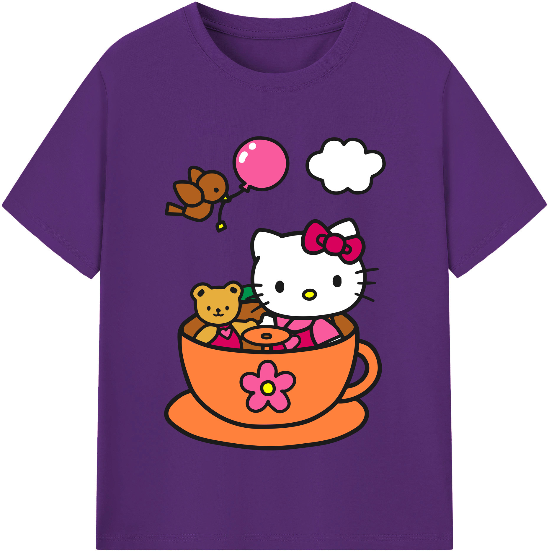 （画像用） Hello Kitty ハローキティ 綿100％半袖Tシャツ（フロントプリント）