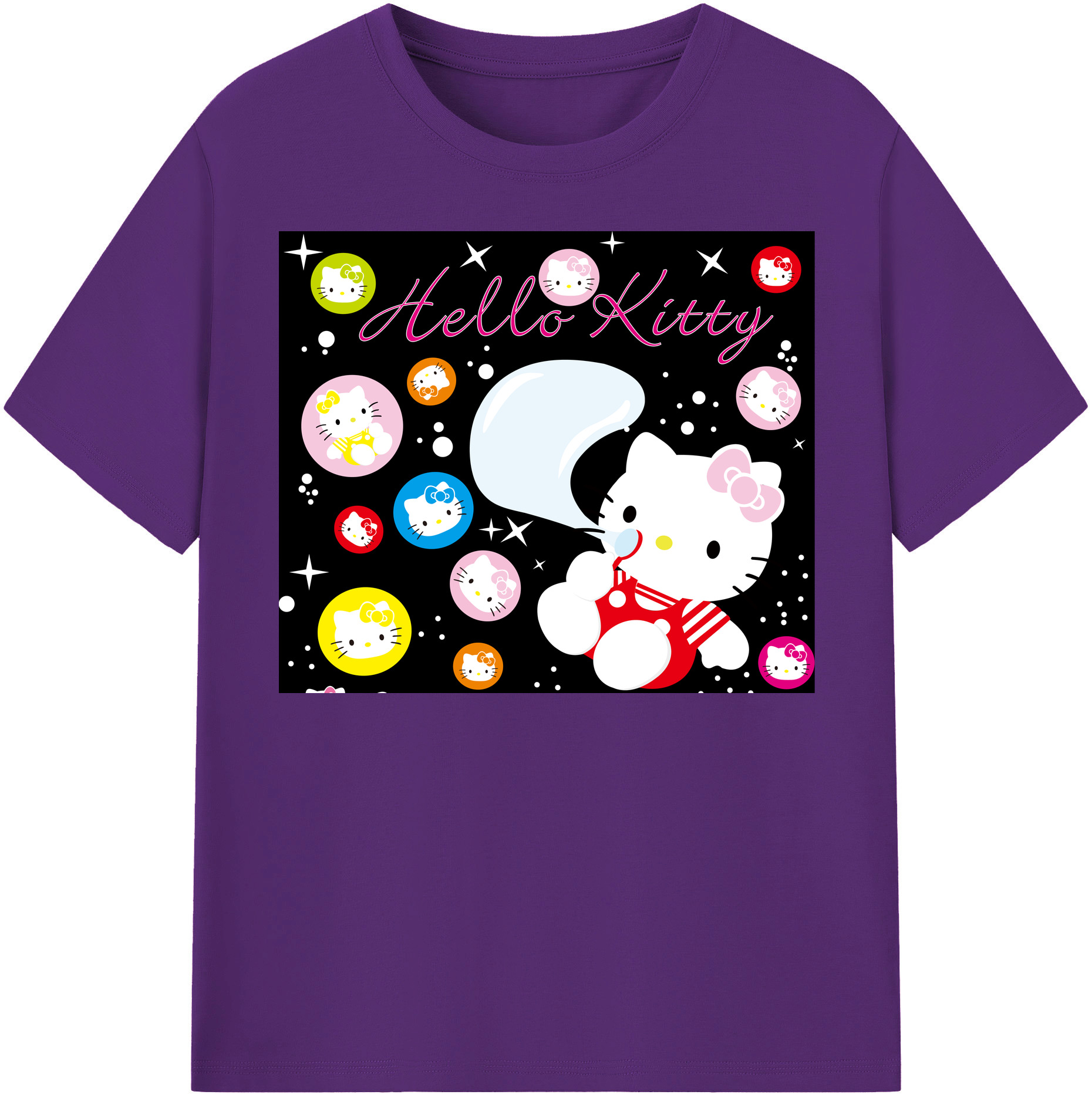 （画像用） Hello Kitty ハローキティ 綿100％半袖Tシャツ（フロントプリント）