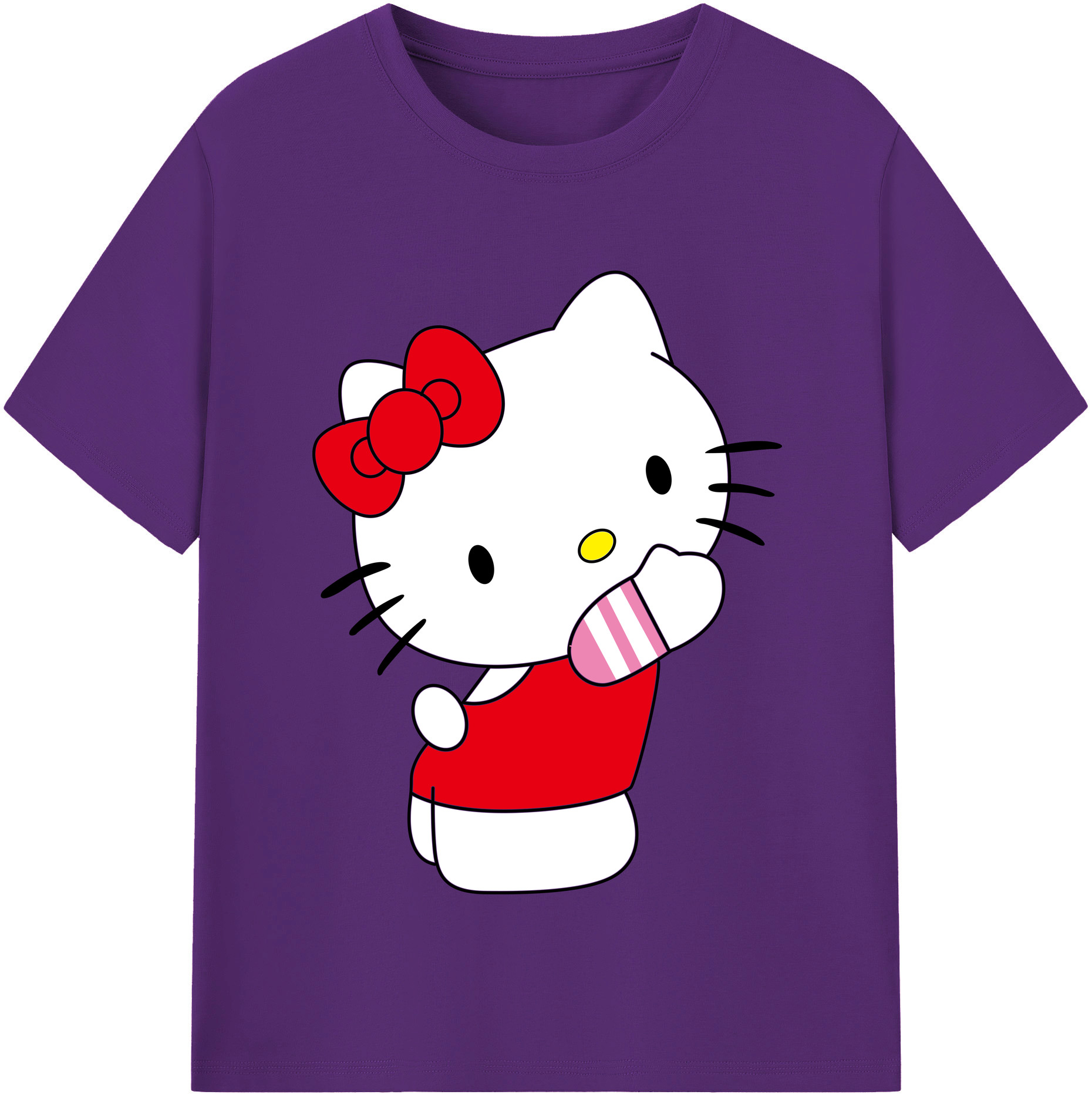 （画像用） Hello Kitty ハローキティ 綿100％半袖Tシャツ（フロントプリント）