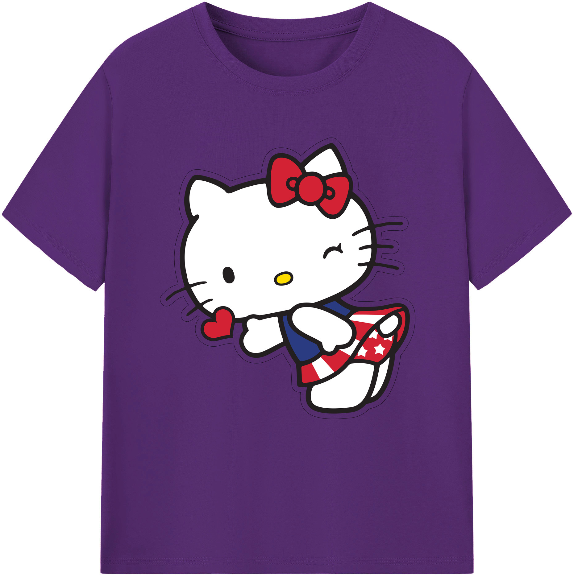 （画像用） Hello Kitty ハローキティ 綿100％半袖Tシャツ（フロントプリント）