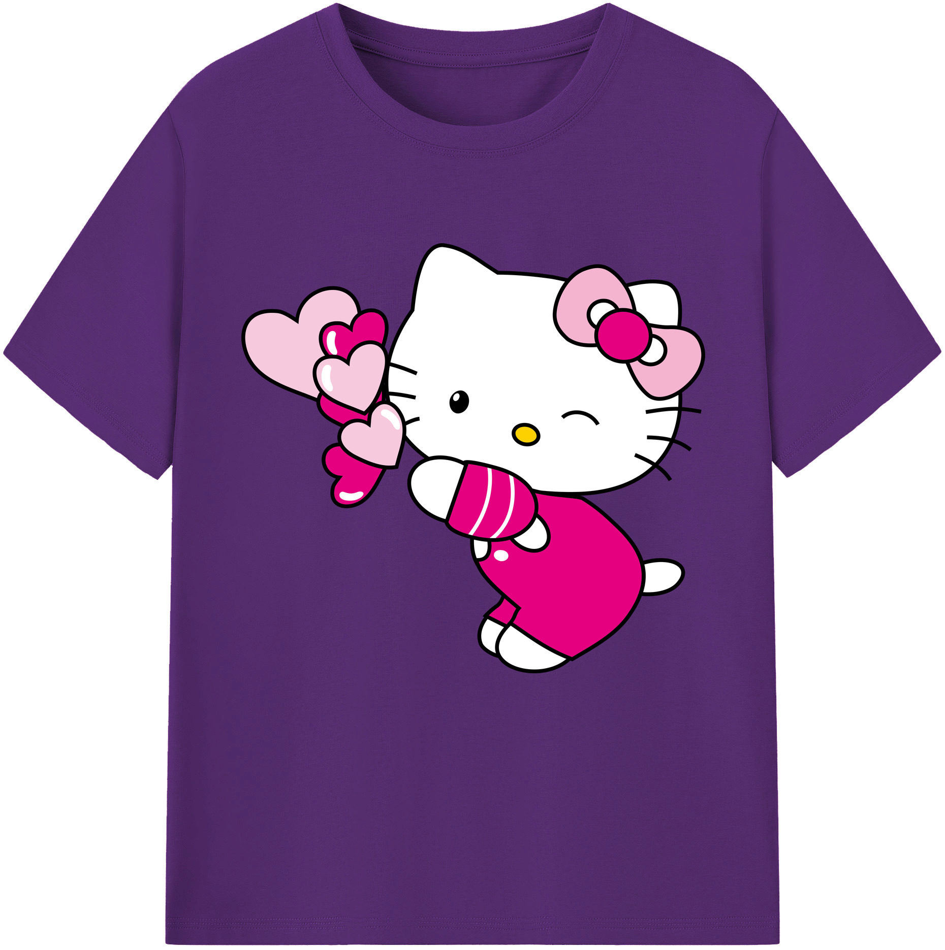 （画像用） Hello Kitty ハローキティ 綿100％半袖Tシャツ（フロントプリント）