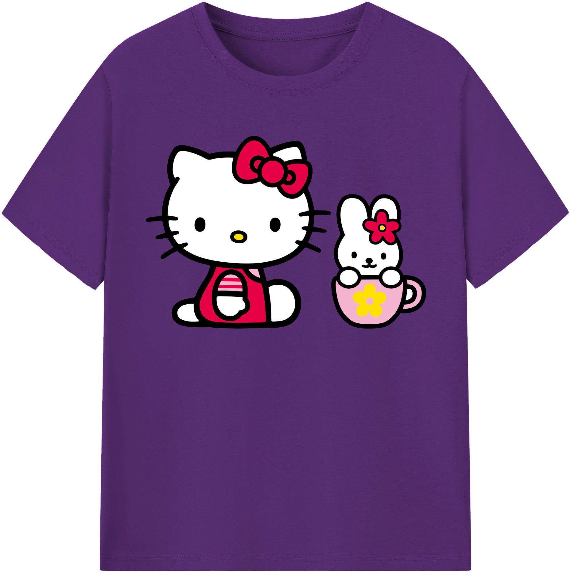 （画像用） Hello Kitty ハローキティ 綿100％半袖Tシャツ（フロントプリント）