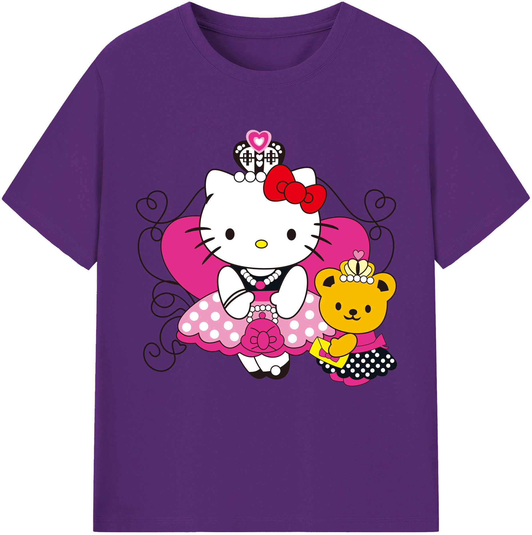 （画像用） Hello Kitty ハローキティ 綿100％半袖Tシャツ（フロントプリント）
