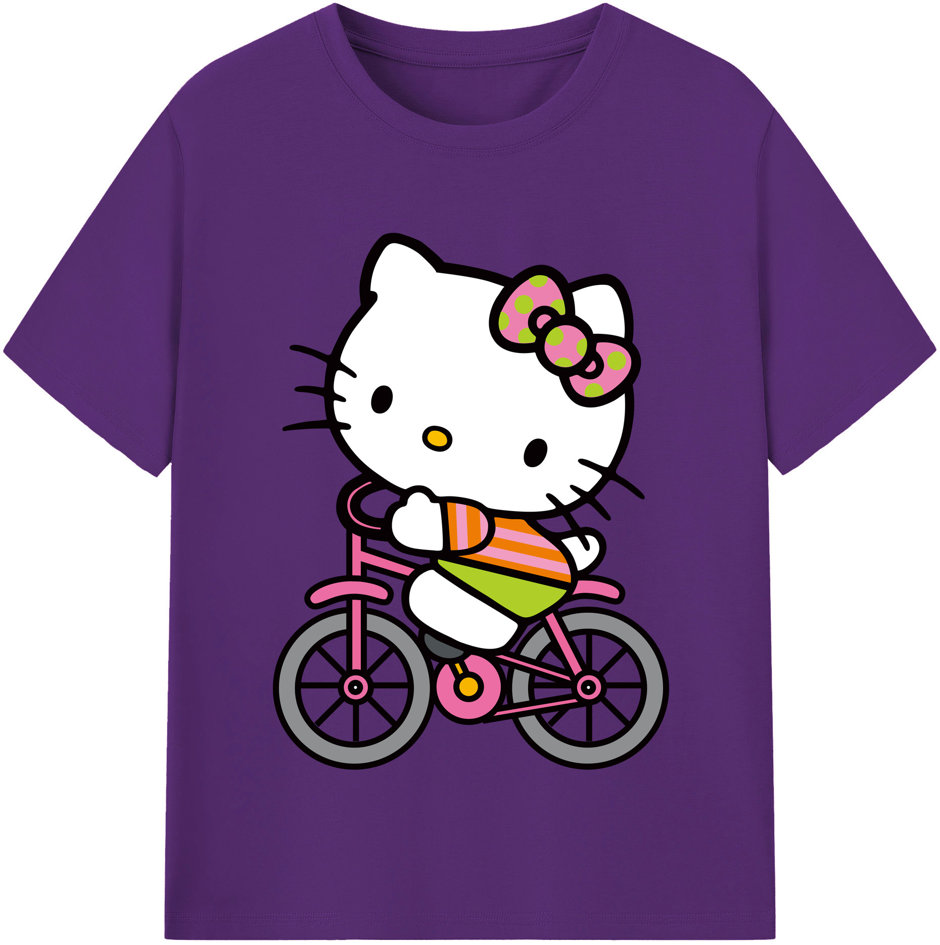（画像用） Hello Kitty ハローキティ 綿100％半袖Tシャツ（フロントプリント）
