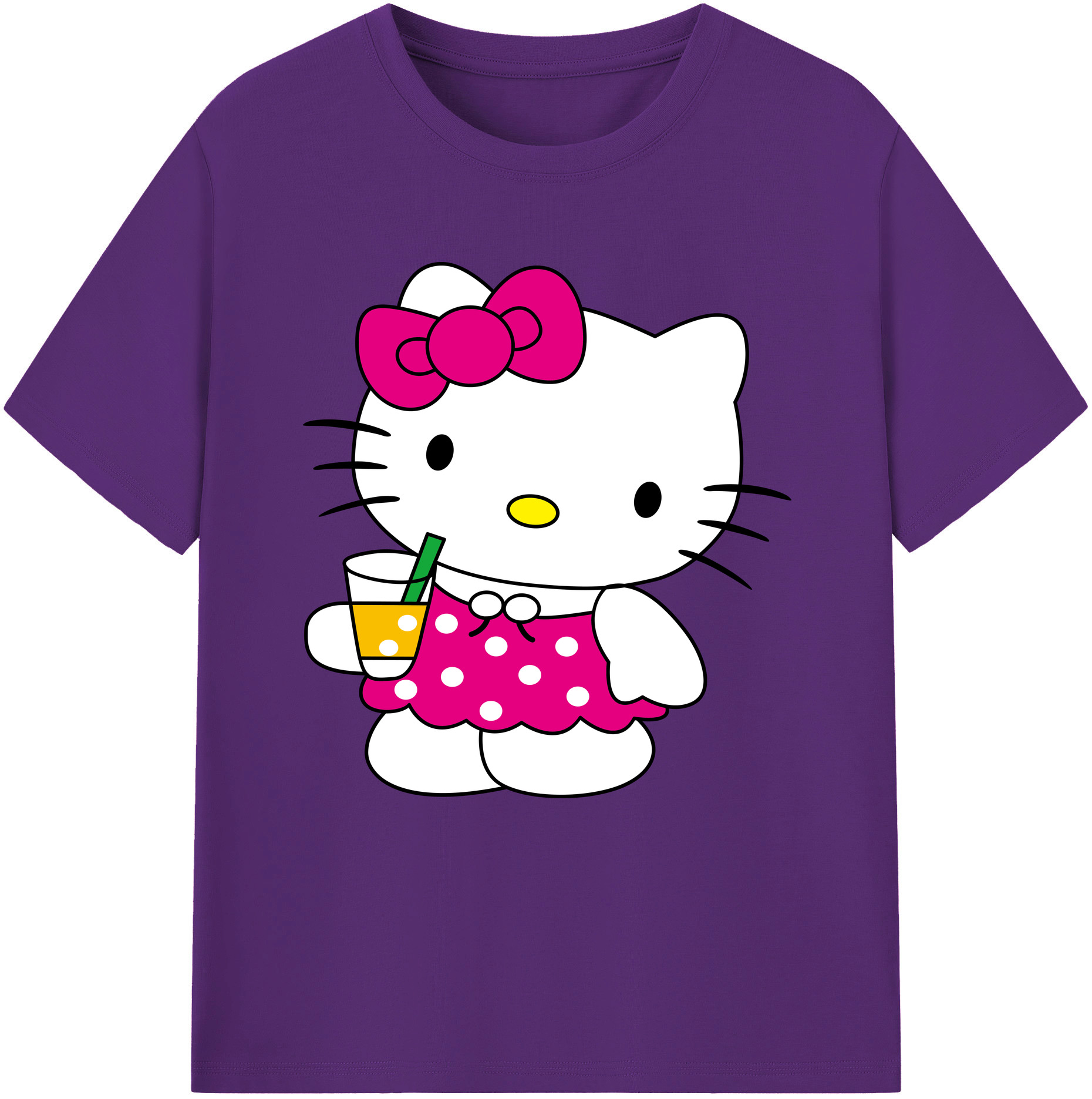 （画像用） Hello Kitty ハローキティ 綿100％半袖Tシャツ（フロントプリント）
