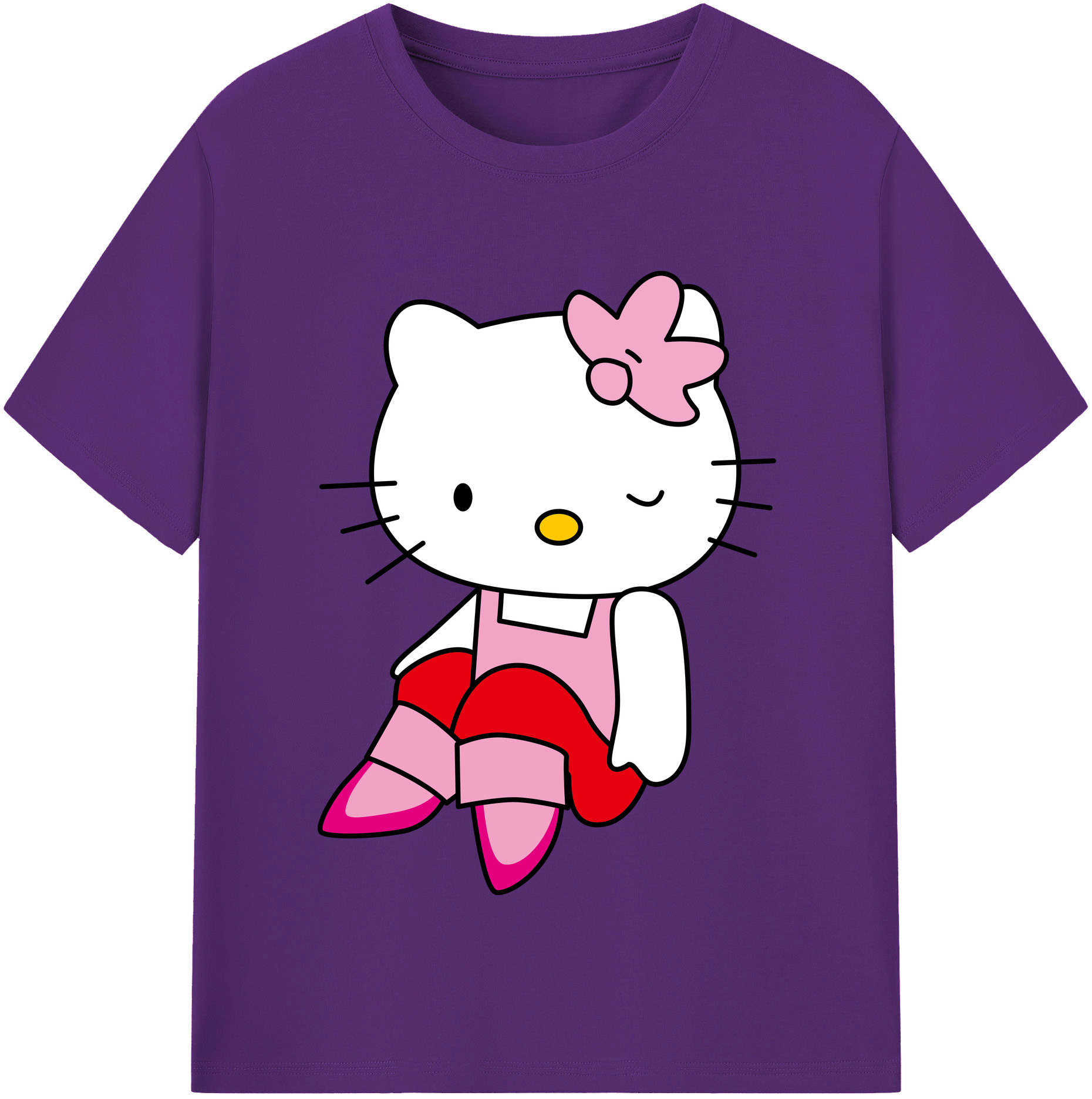 （画像用） Hello Kitty ハローキティ 綿100％半袖Tシャツ（フロントプリント）